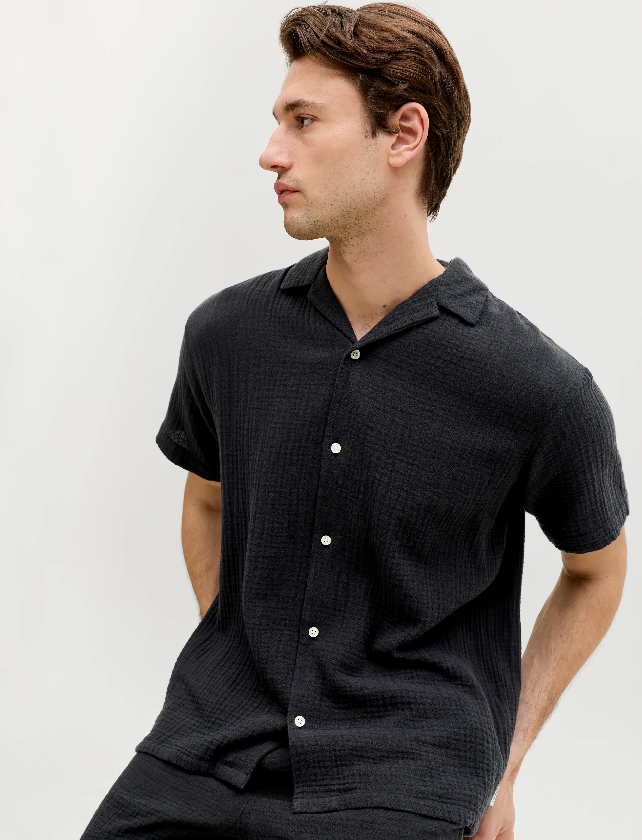 JJ REBEL - JREBJASON PATRICK RESORT SHIRT SS - kortærmede skjorter - black - 5