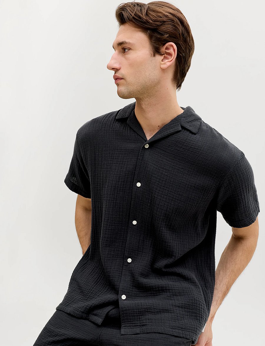 JJ REBEL - JREBJASON PATRICK RESORT SHIRT SS - kortærmede skjorter - black - 5