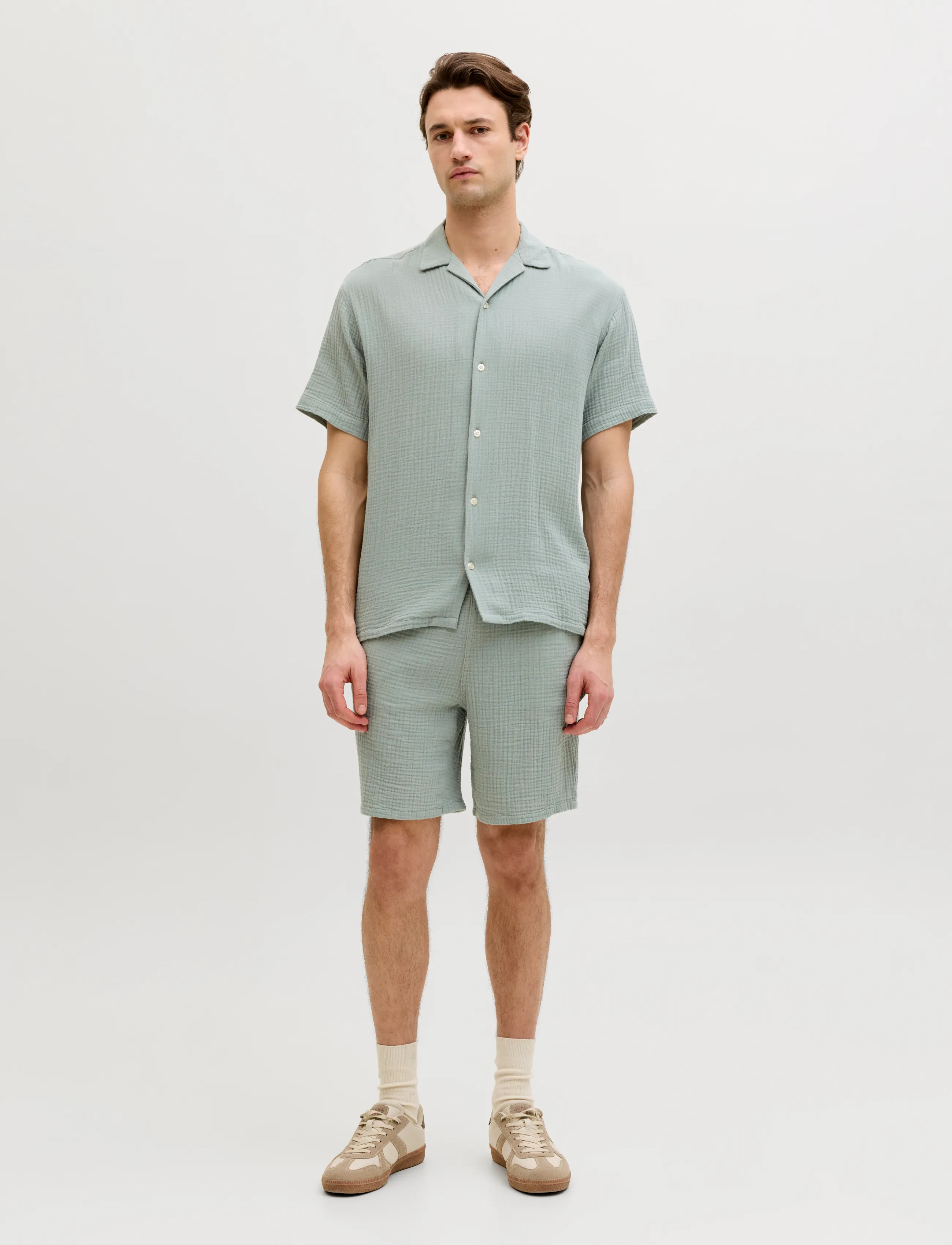 JJ REBEL - JREBJASON PATRICK RESORT SHIRT SS - laveste priser - slate gray - 4