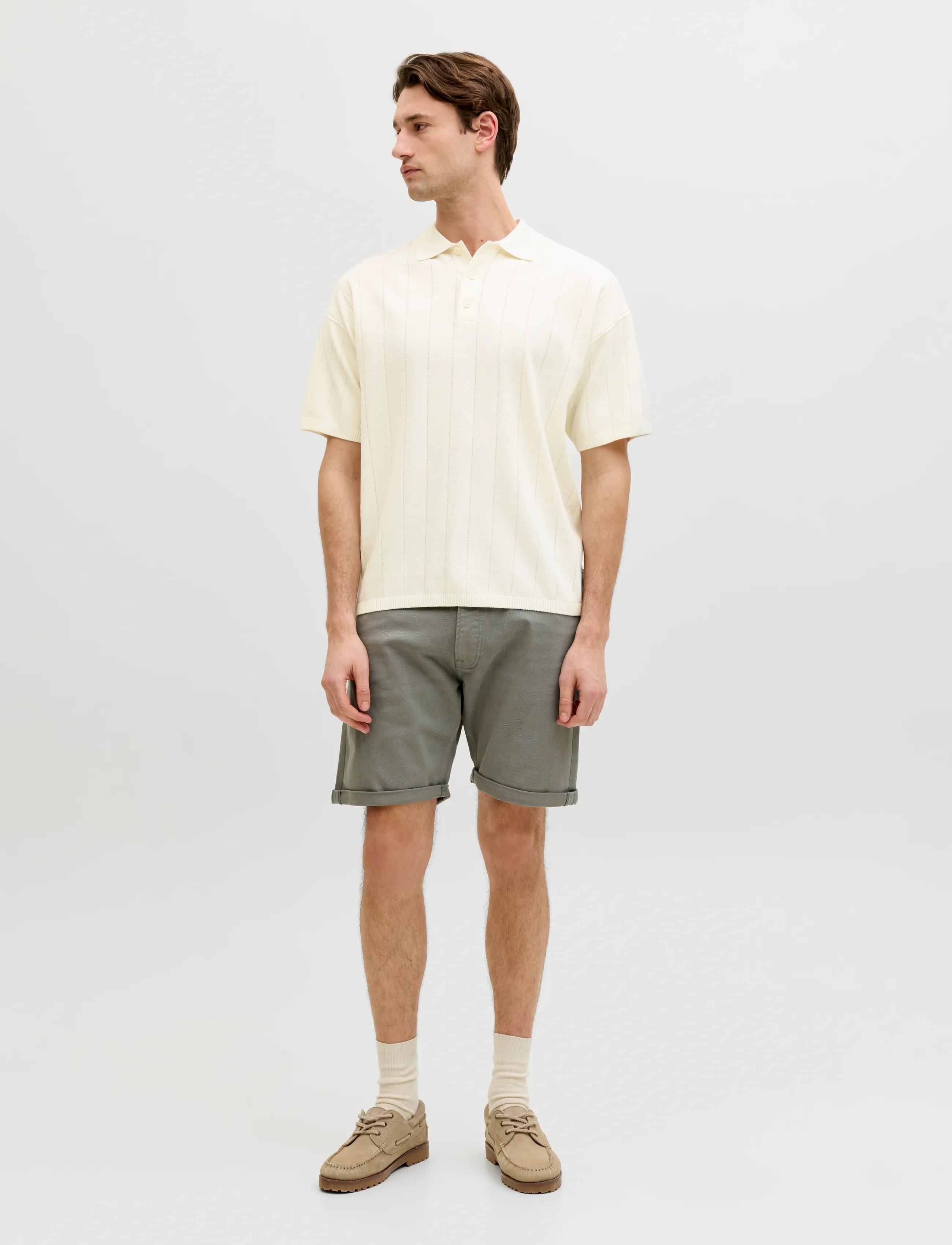 JJ REBEL - JREBBEAM KNIT POLO SS - de laveste prisene - cloud dancer - 4