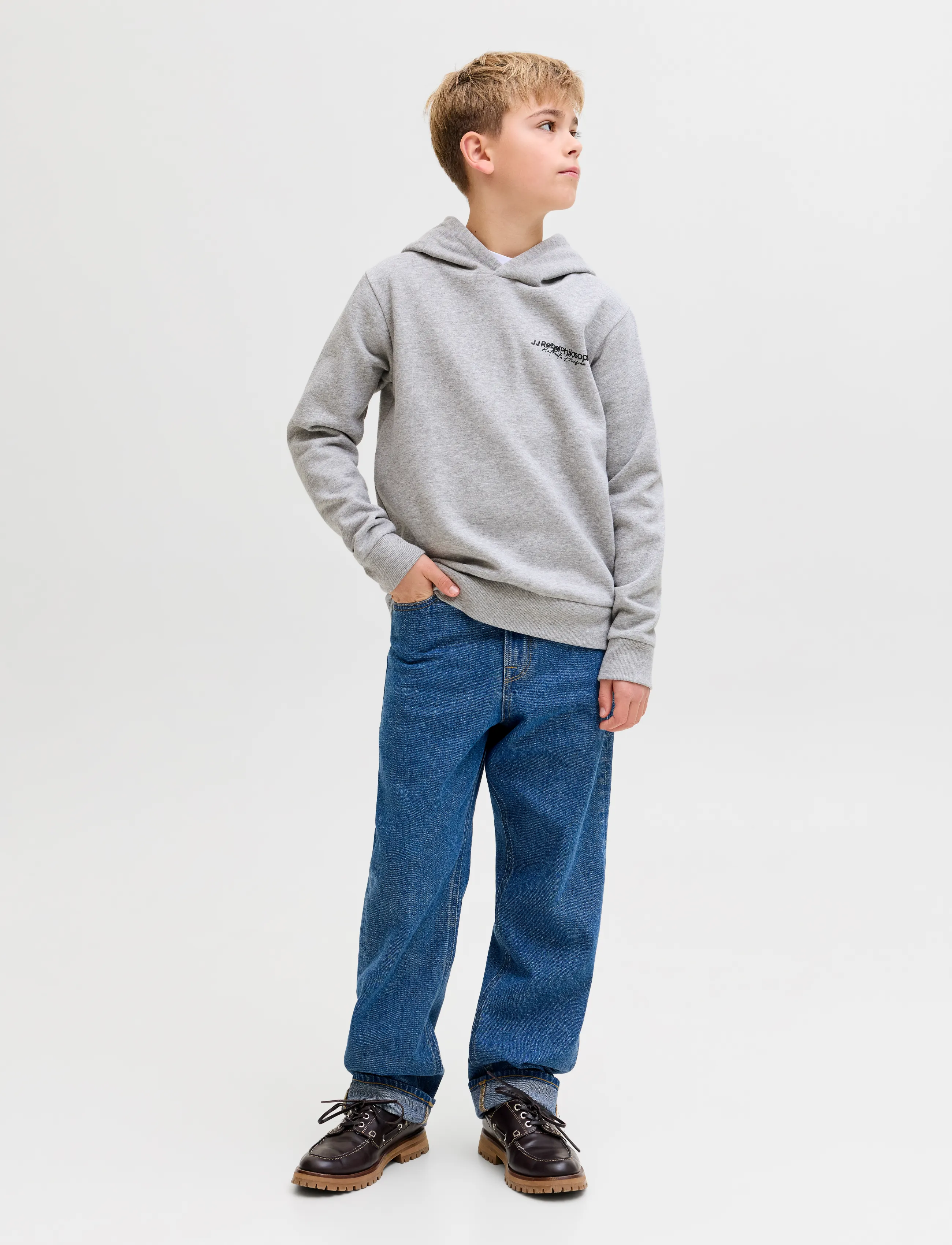 JJ REBEL - JREBZACK SWEAT HOOD NOOS JNR - kapuzenpullover - light grey melange - 4