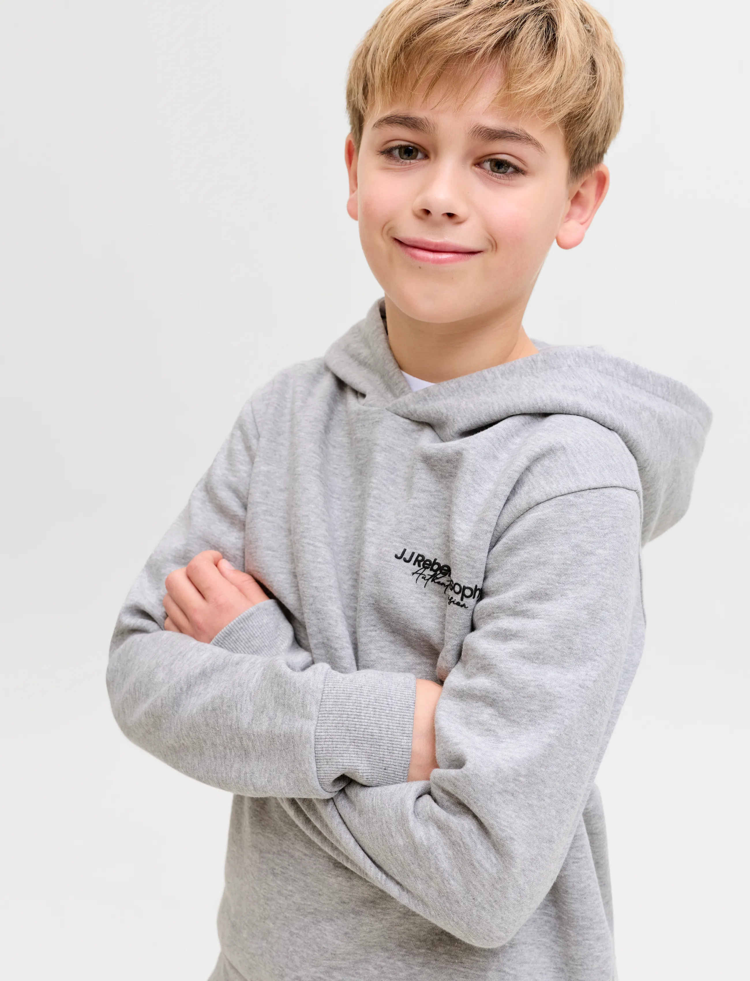 JJ REBEL - JREBZACK SWEAT HOOD NOOS JNR - kapuzenpullover - light grey melange - 5