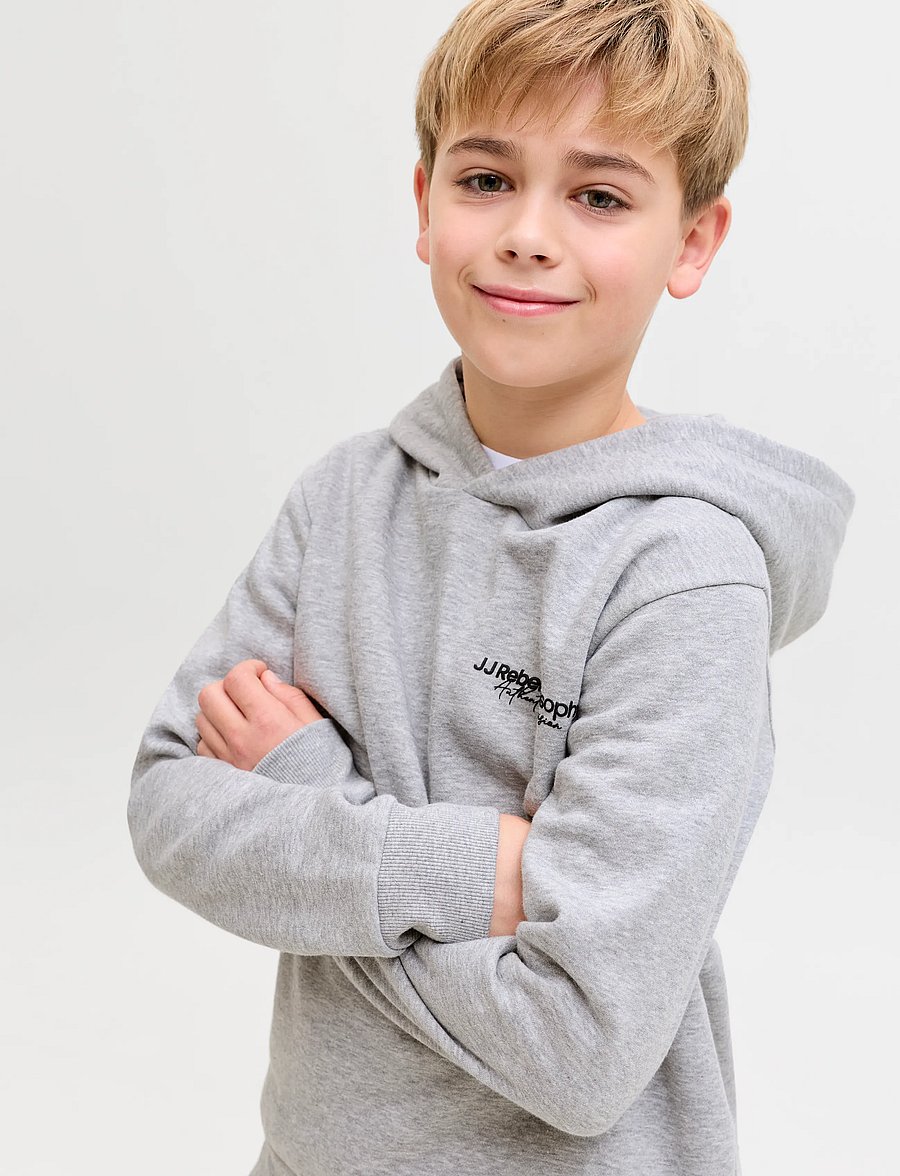 JJ REBEL - JREBZACK SWEAT HOOD NOOS JNR - kapuutsiga pusad - light grey melange - 5