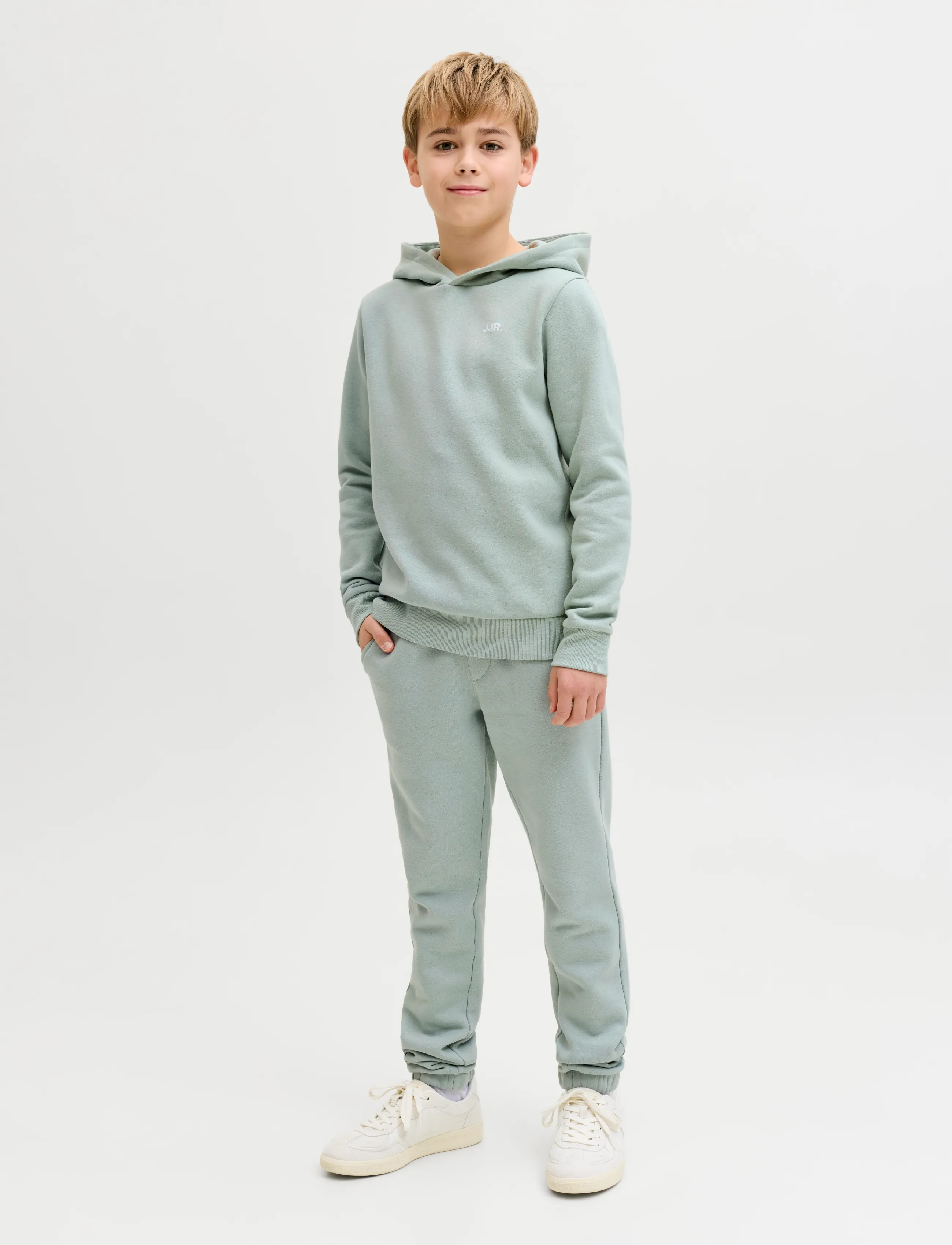 JJ REBEL - JREBREBEL LOGO SWEAT HOOD NOOS JNR - sweatshirts & hættetrøjer - aqua gray - 3