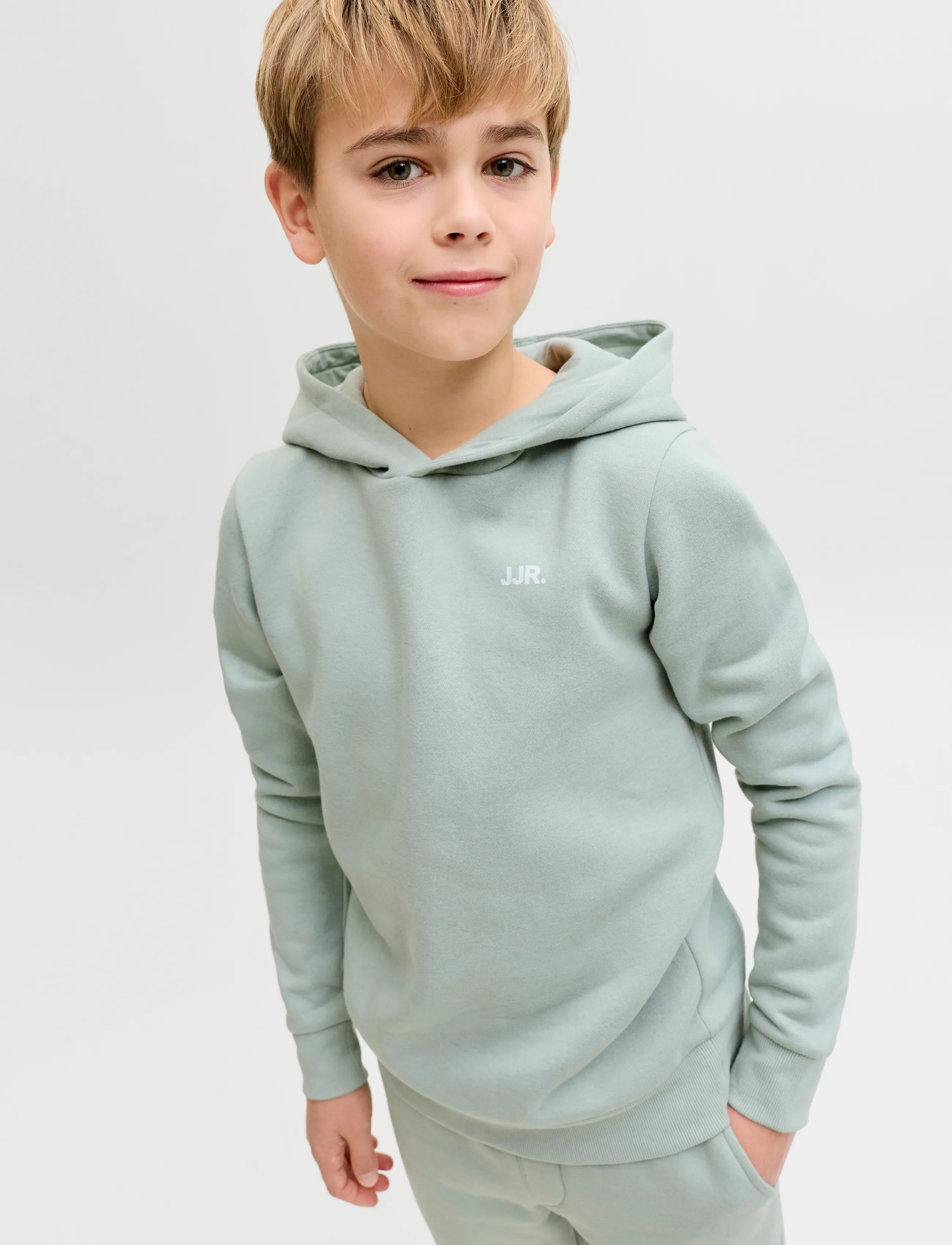 JJ REBEL - JREBREBEL LOGO SWEAT HOOD NOOS JNR - sweatshirts & hættetrøjer - aqua gray - 5