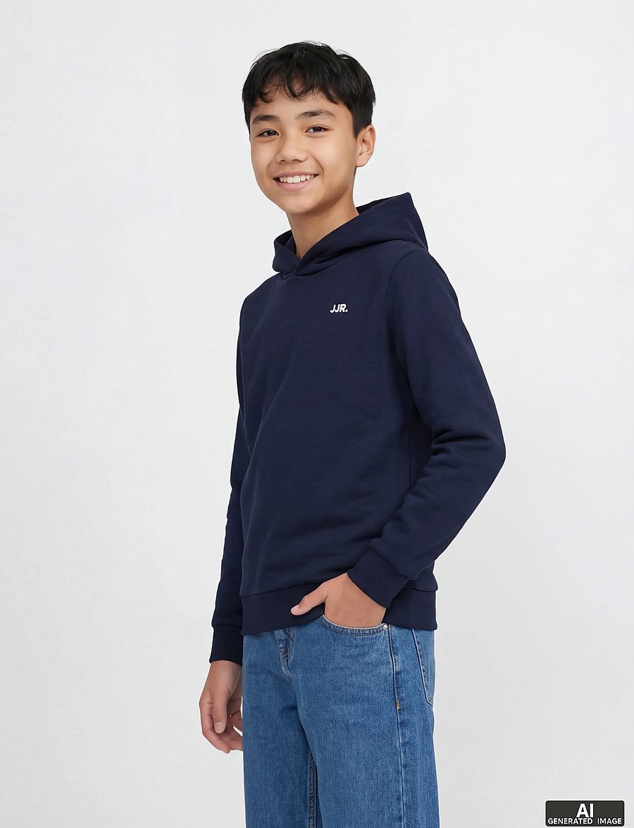 JJ REBEL - JREBREBEL LOGO SWEAT HOOD NOOS JNR - kapuutsiga pusad - sky captain - 0