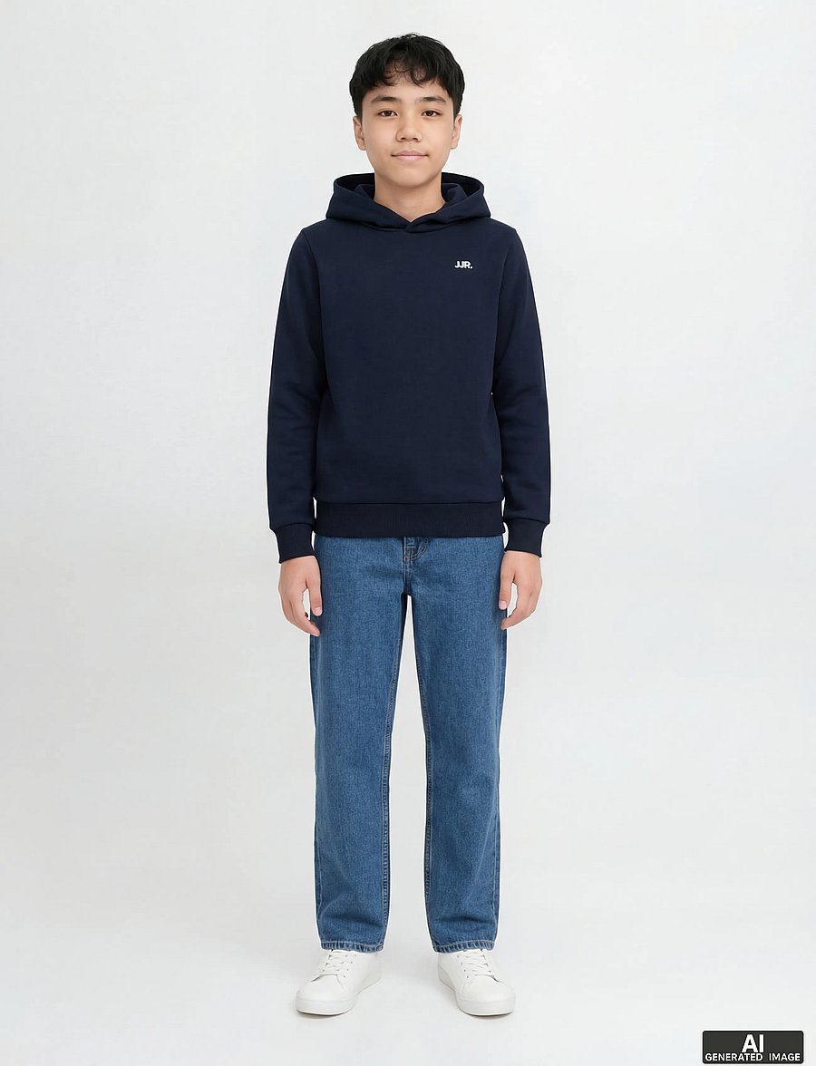 JJ REBEL - JREBREBEL LOGO SWEAT HOOD NOOS JNR - kapuutsiga pusad - sky captain - 4