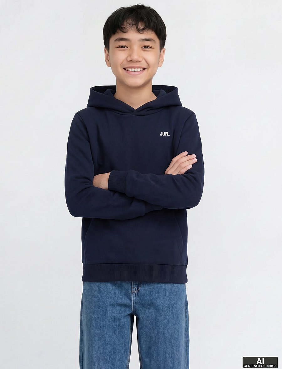 JJ REBEL - JREBREBEL LOGO SWEAT HOOD NOOS JNR - kapuutsiga pusad - sky captain - 5