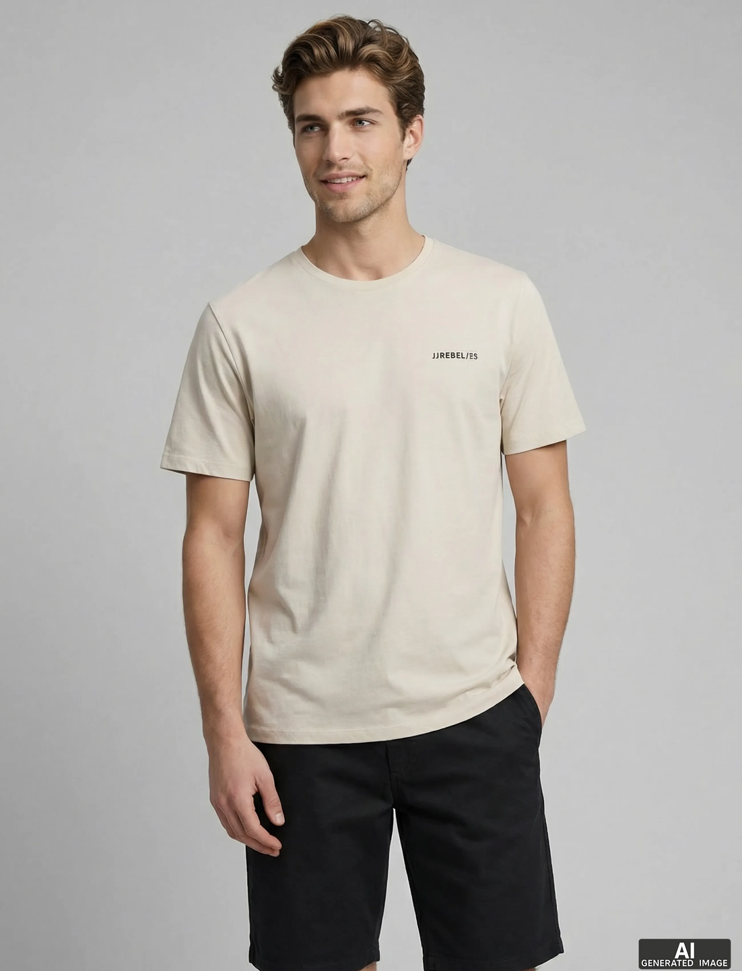 JJ REBEL JREBEDDIE SS TEE - T-shirts - MOONBEAM / cream