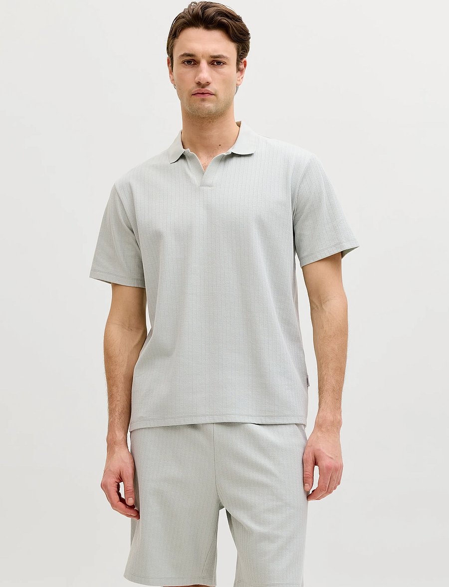 JJ REBEL - JREBDENVER SPLIT NECK SS TEE - aqua gray - 0
