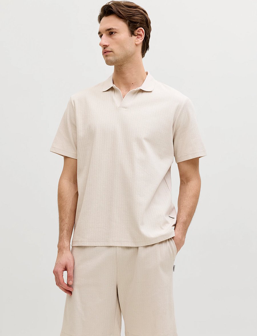 JJ REBEL - JREBDENVER SPLIT NECK SS TEE - moonbeam - 0