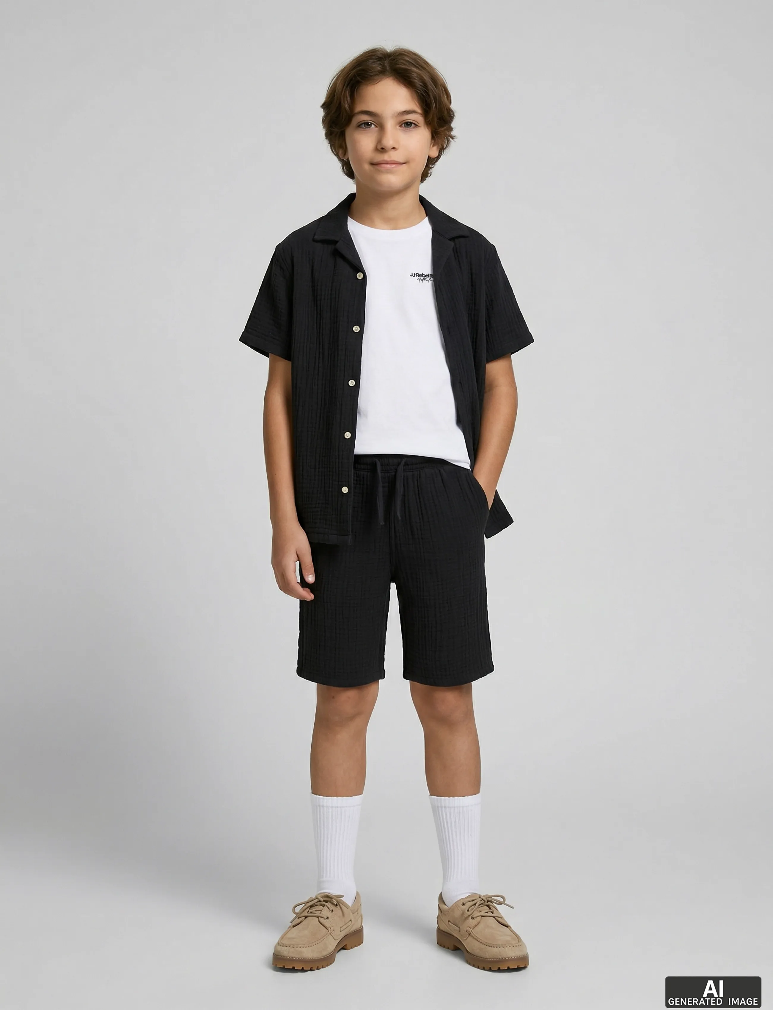 JJ REBEL - JREBJASON PATRICK JOGGER SHORT SRT JNR - gode sommertilbud - black - 4