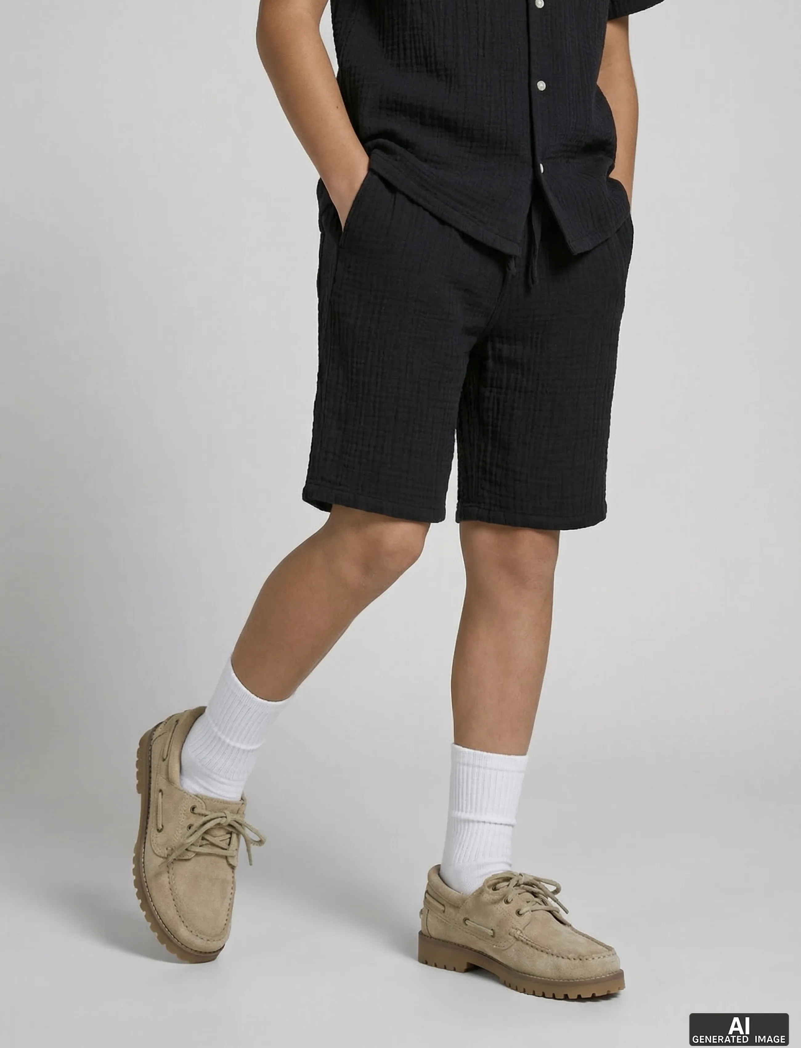 JJ REBEL - JREBJASON PATRICK JOGGER SHORT SRT JNR - gode sommertilbud - black - 5