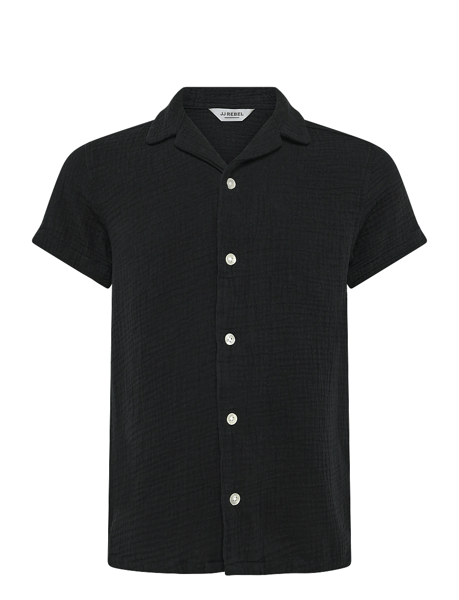 JJ REBEL - JREBJASON PATRICK RESORT SHIRT SS JNR - krekli ar īsām piedurknēm - black - 1
