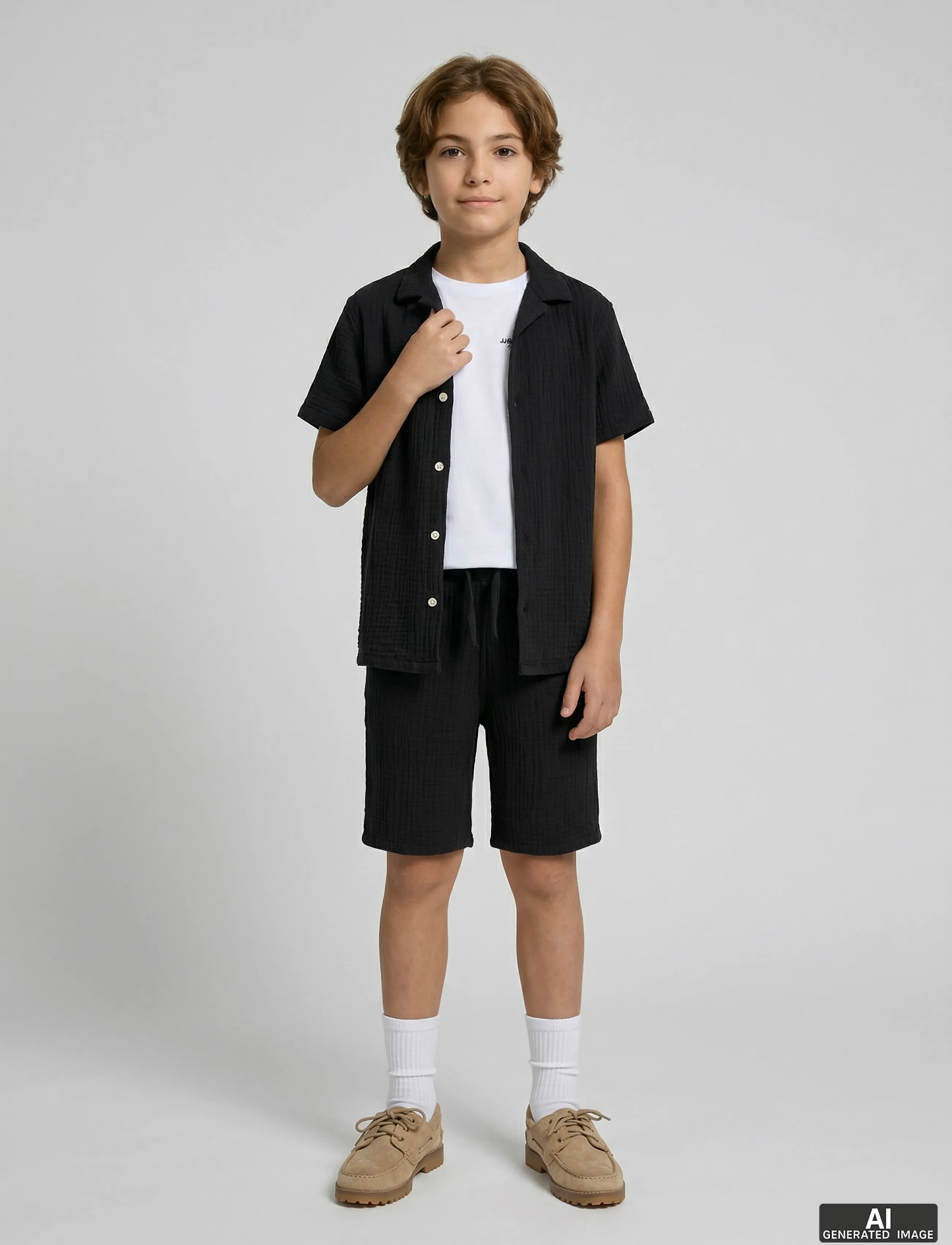 JJ REBEL - JREBJASON PATRICK RESORT SHIRT SS JNR - kortærmede skjorter - black - 4