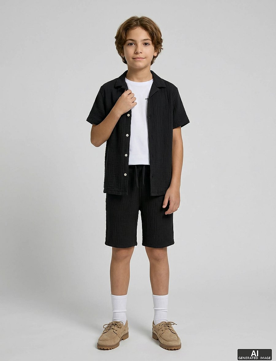 JJ REBEL - JREBJASON PATRICK RESORT SHIRT SS JNR - krekli ar īsām piedurknēm - black - 4