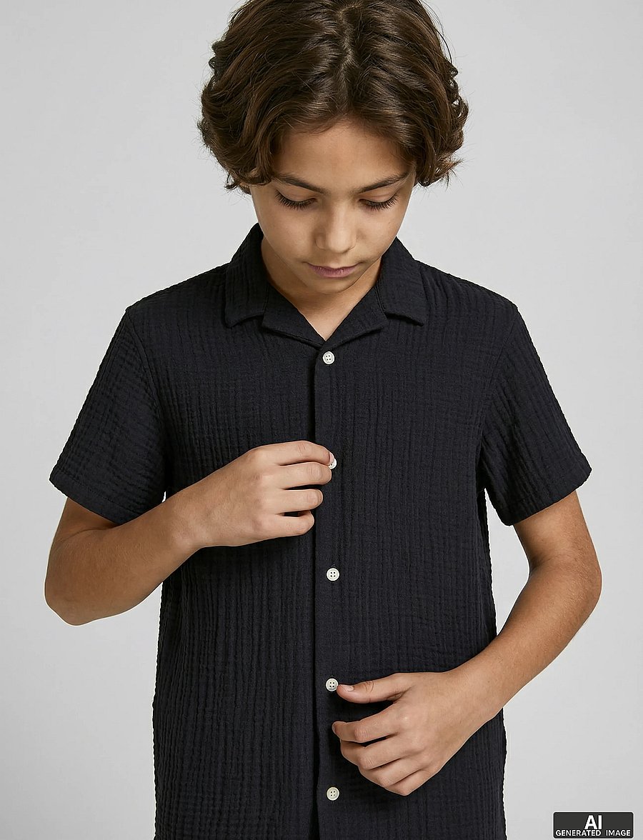 JJ REBEL - JREBJASON PATRICK RESORT SHIRT SS JNR - krekli ar īsām piedurknēm - black - 5