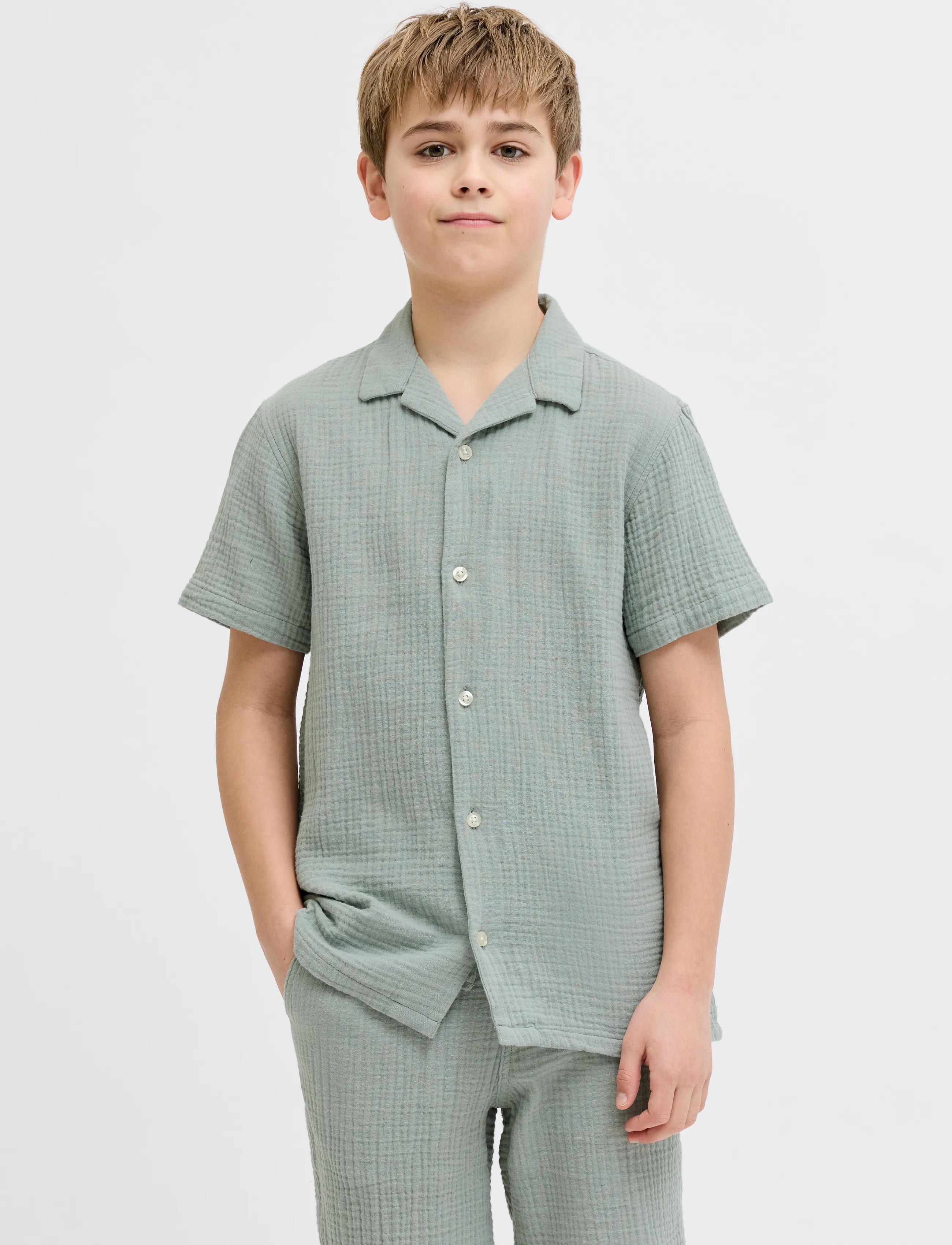 JJ REBEL JREBJASON PATRICK RESORT SHIRT SS JNR - Hemden - SLATE GRAY / grey