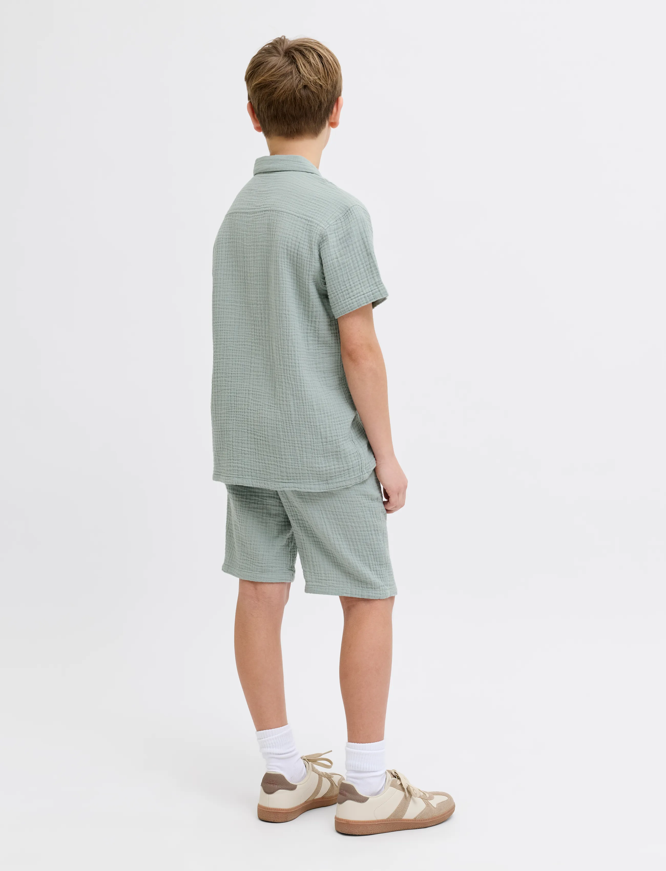 JJ REBEL - JREBJASON PATRICK RESORT SHIRT SS JNR - kortærmede skjorter - slate gray - 3
