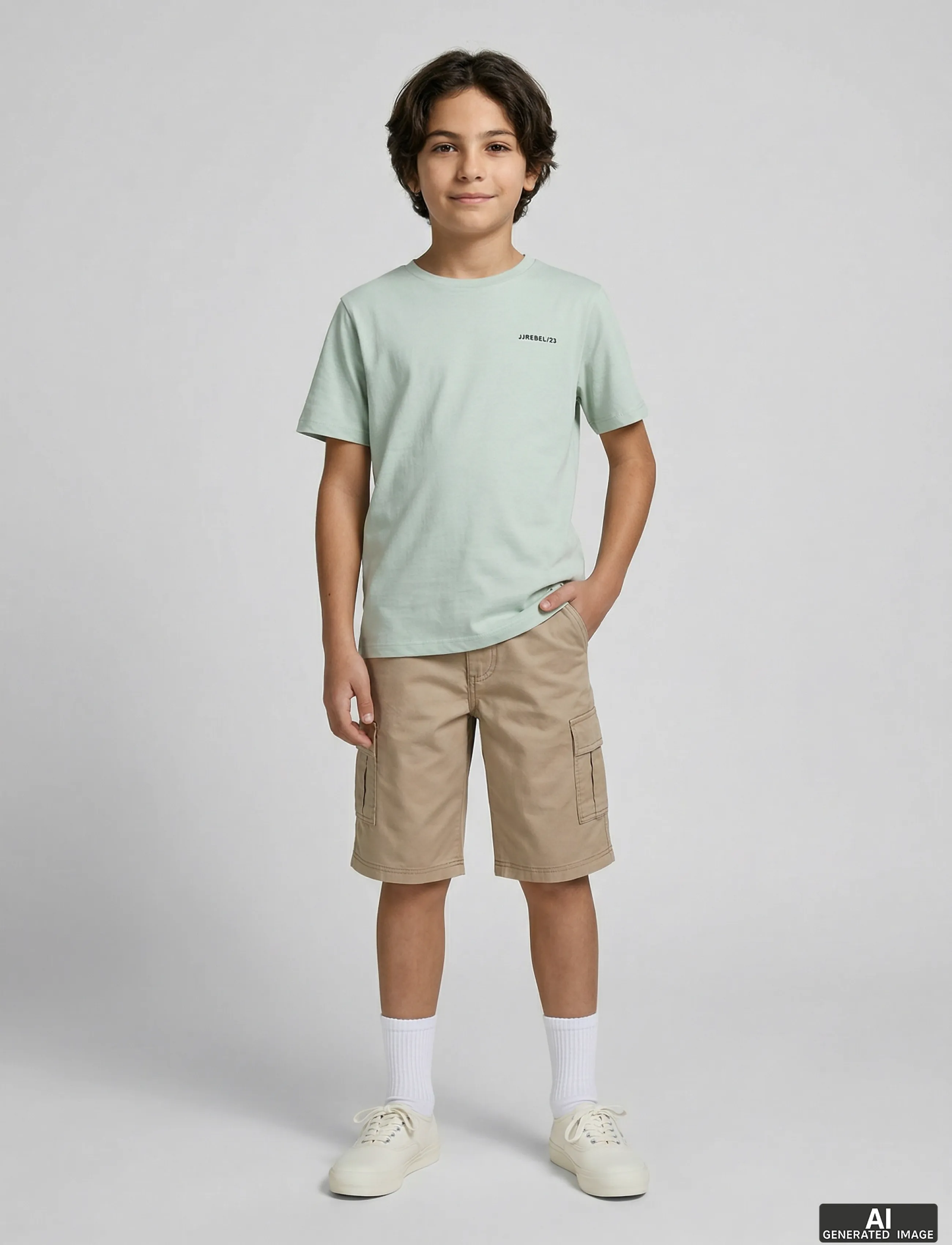 JJ REBEL - JREBEDDIE SS TEE JNR - kortærmede t-shirts - aqua gray - 4