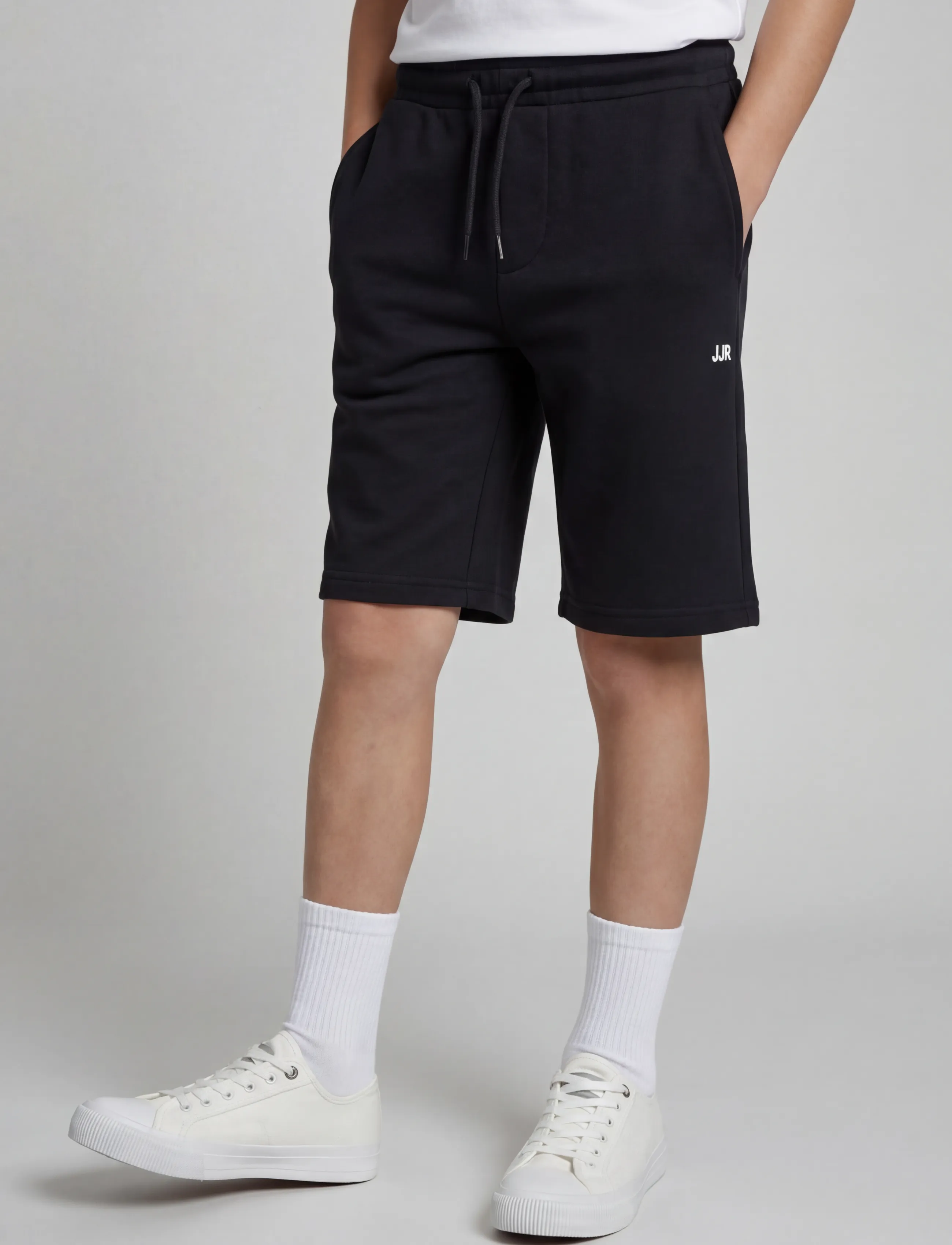 JJ REBEL JREBGORM REG REBEL LOGO SW SHORTS SN JNR - Lühikesed dressipüksid - BLACK / black