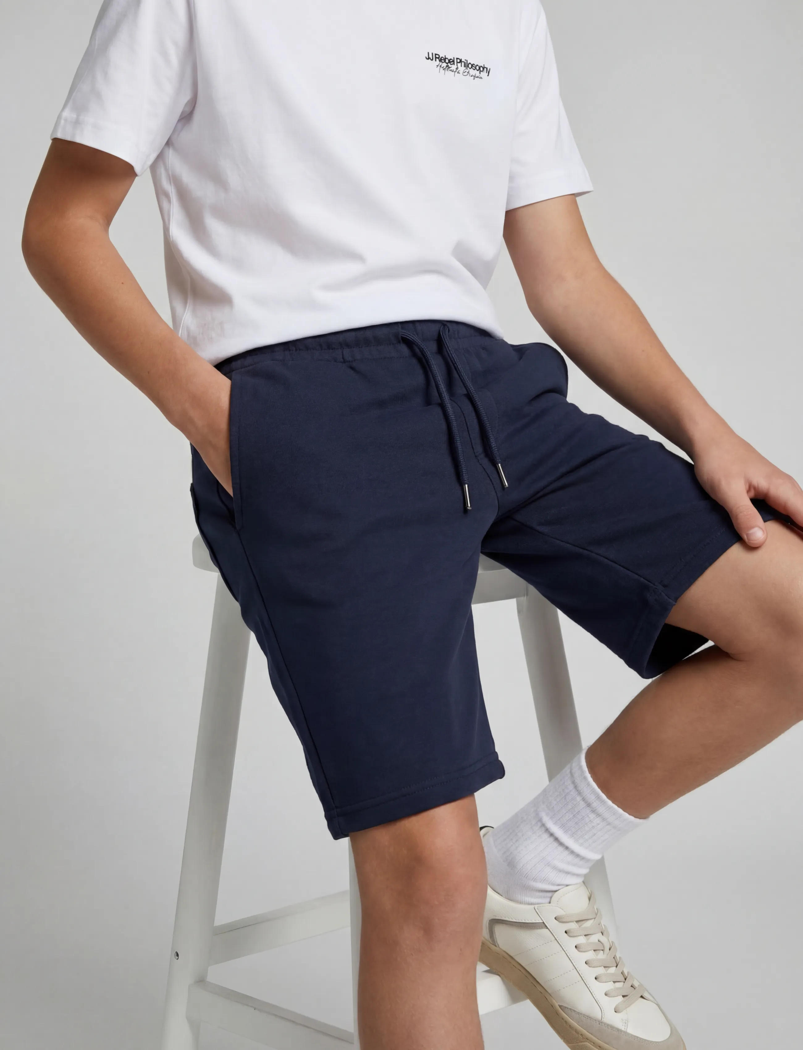 JJ REBEL - JREBGORM REG REBEL LOGO SW SHORTS SN JNR - sweatshorts - sky captain - 5
