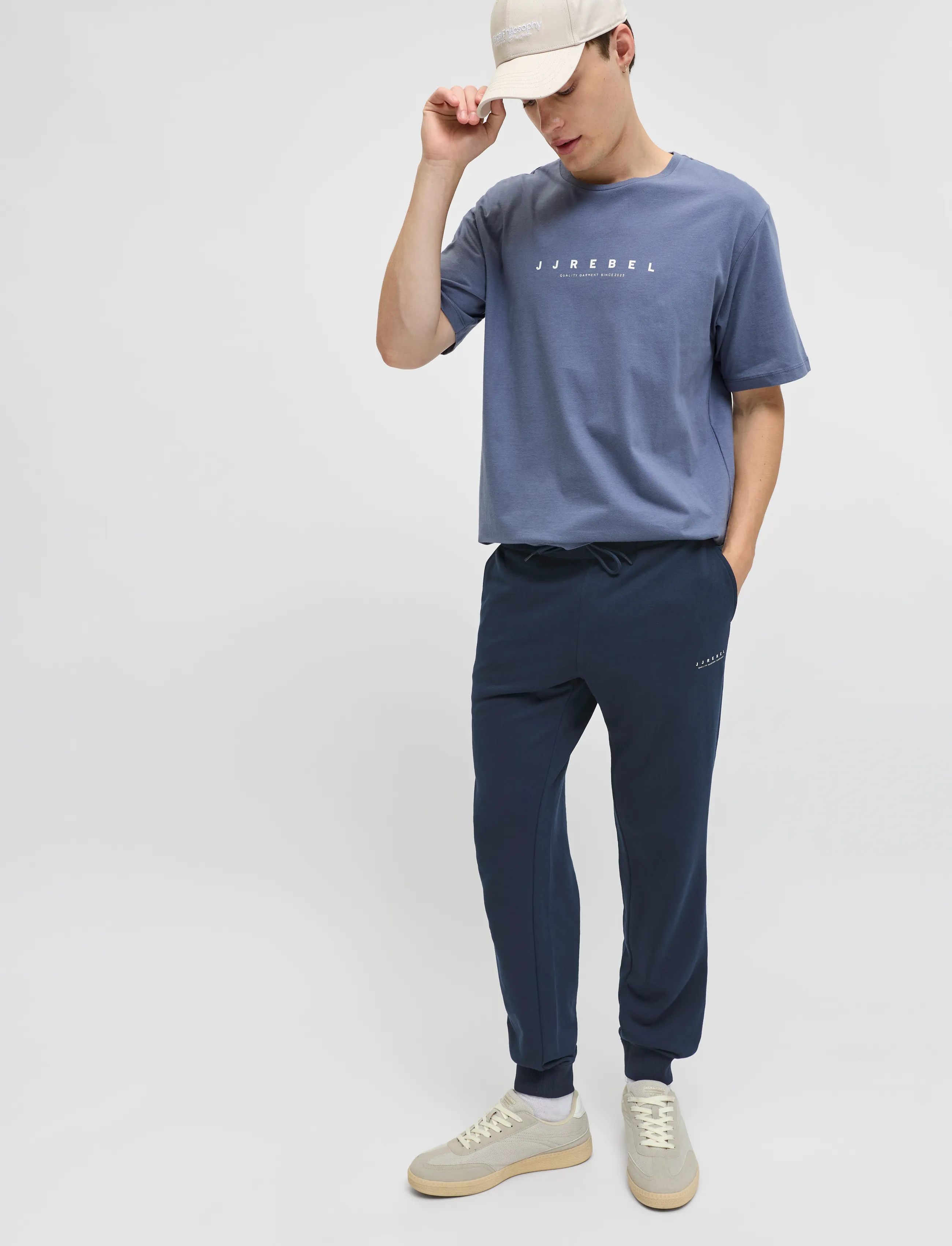 JJ REBEL - JREBROCKY LOGO SWEAT PANTS - laveste priser - navy blazer - 5