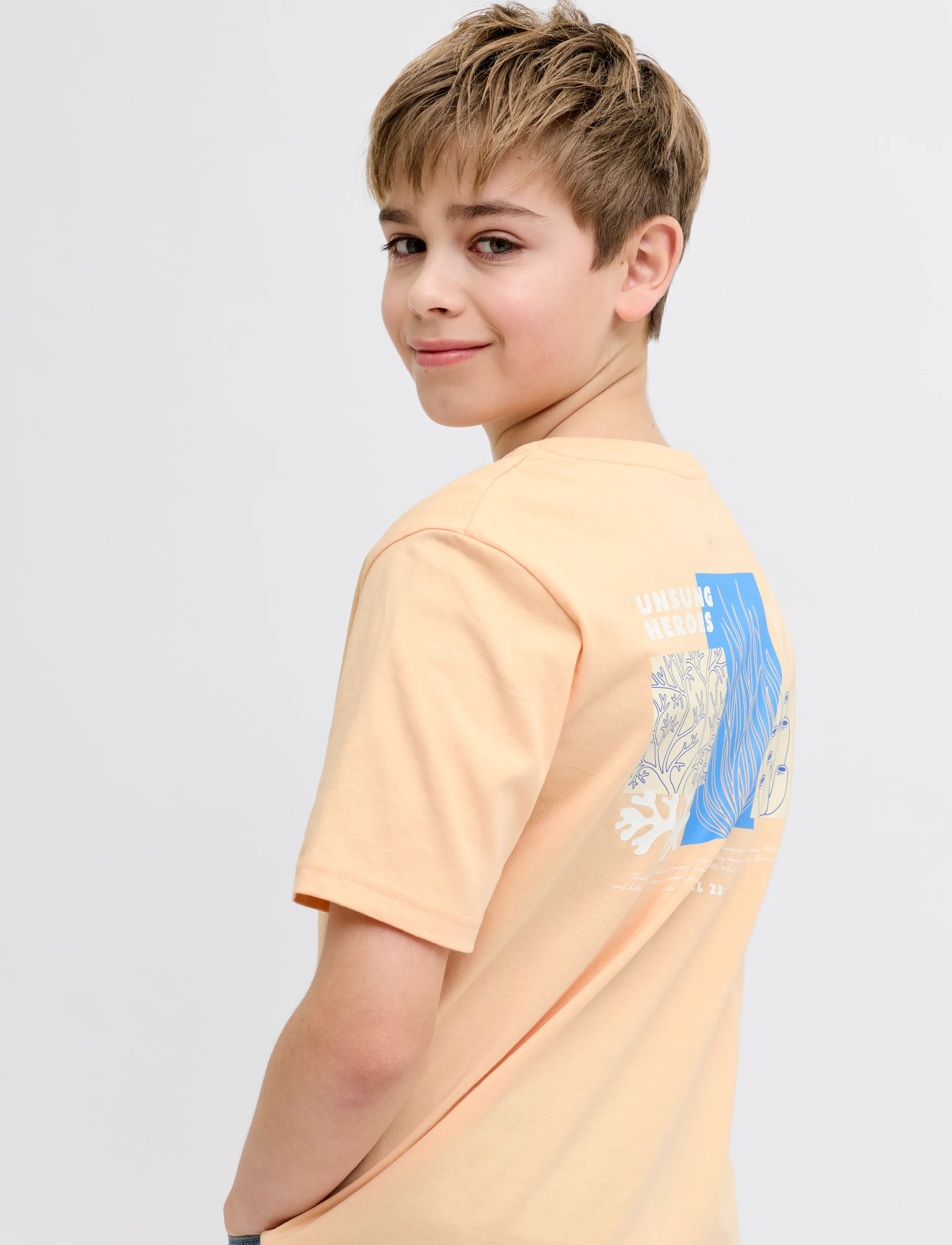 JJ REBEL - JREBANTONIO SS TEE JNR - apricot ice - 5