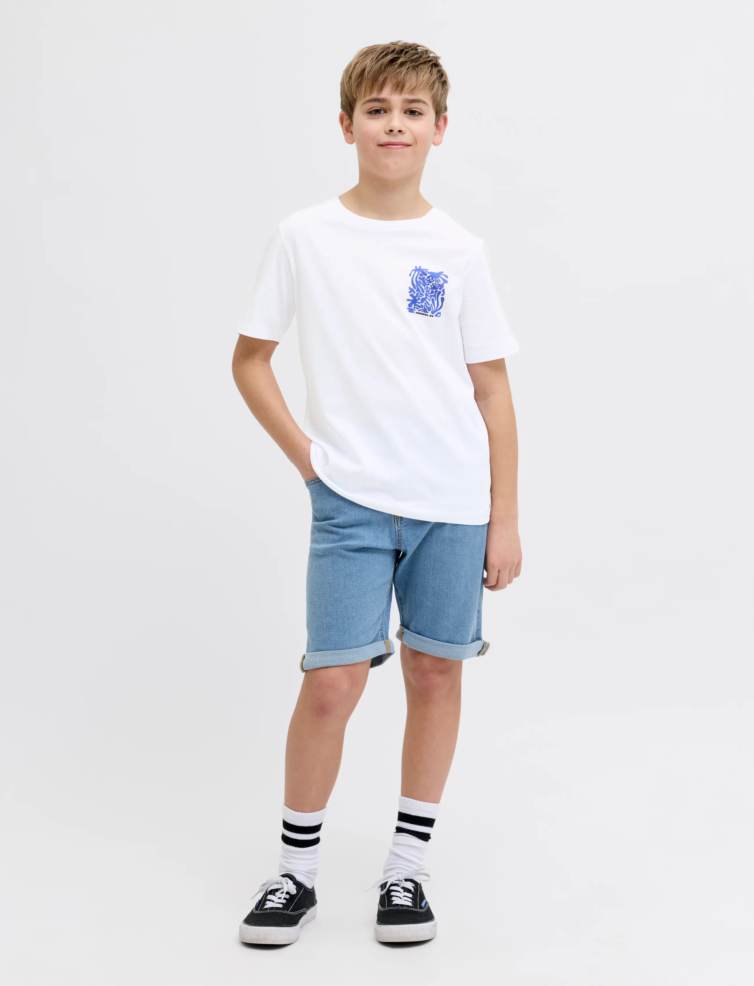 JJ REBEL - JREBANTONIO SS TEE JNR - kortærmede t-shirts - bright white - 4