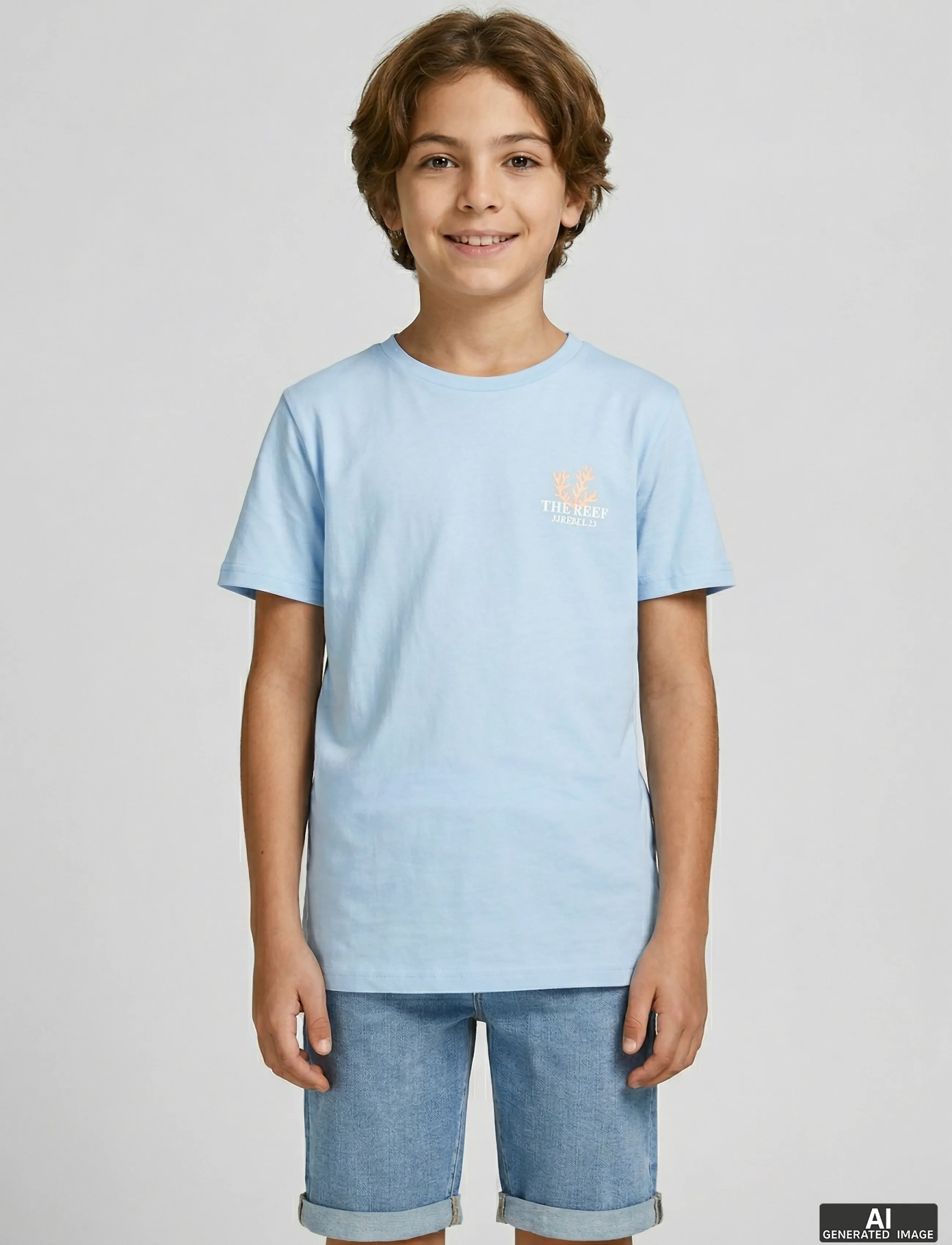 JJ REBEL JREBANTONIO SS TEE JNR - T-shirts - CASHMERE BLUE / blue