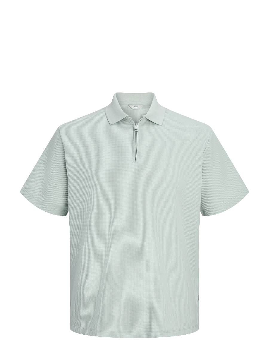 JJ REBEL - JREBARCO SS ZIP POLO - kortærmede poloer - aqua gray - 0