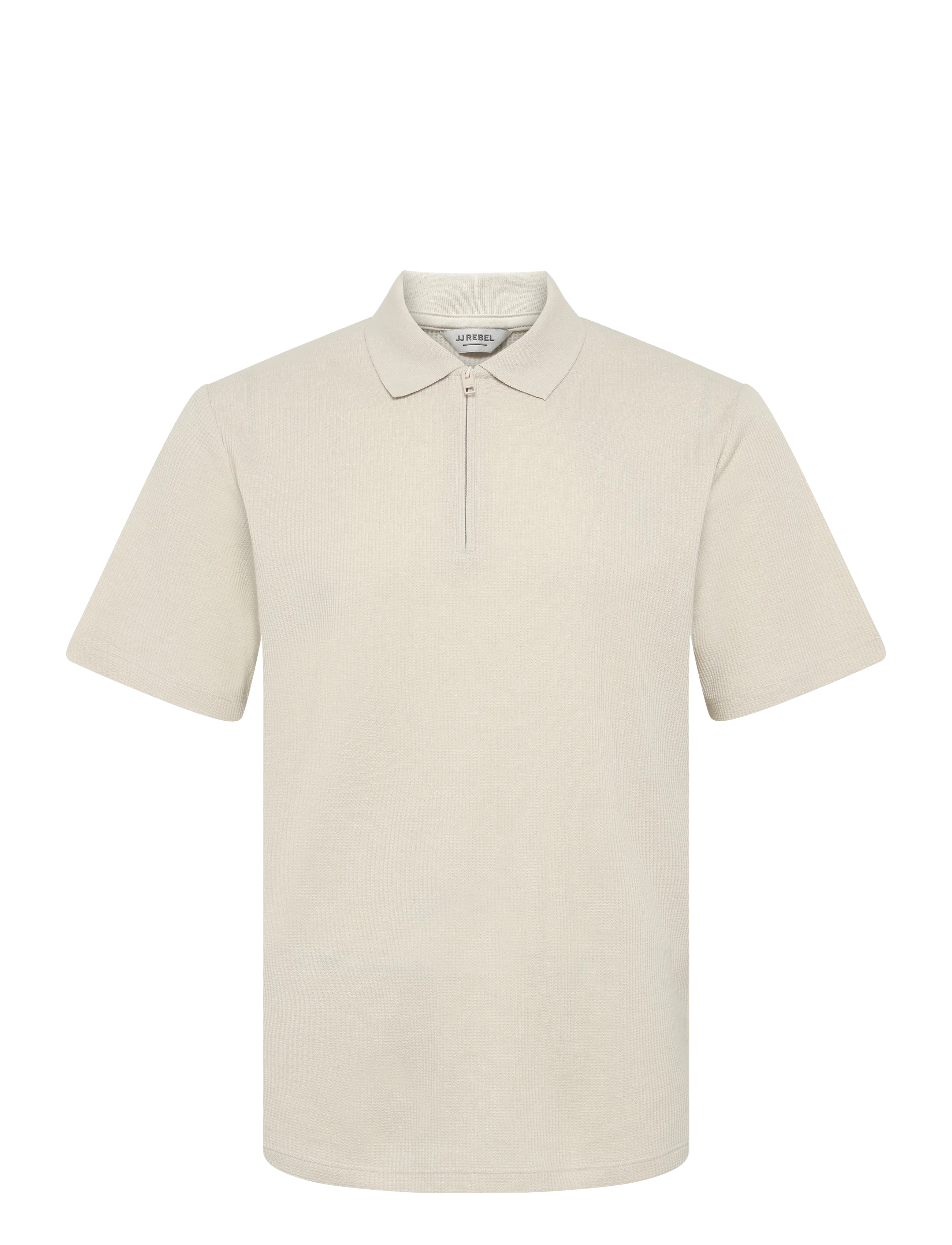 JJ REBEL JREBARCO SS ZIP POLO - Polo Shirts - MOONBEAM / cream