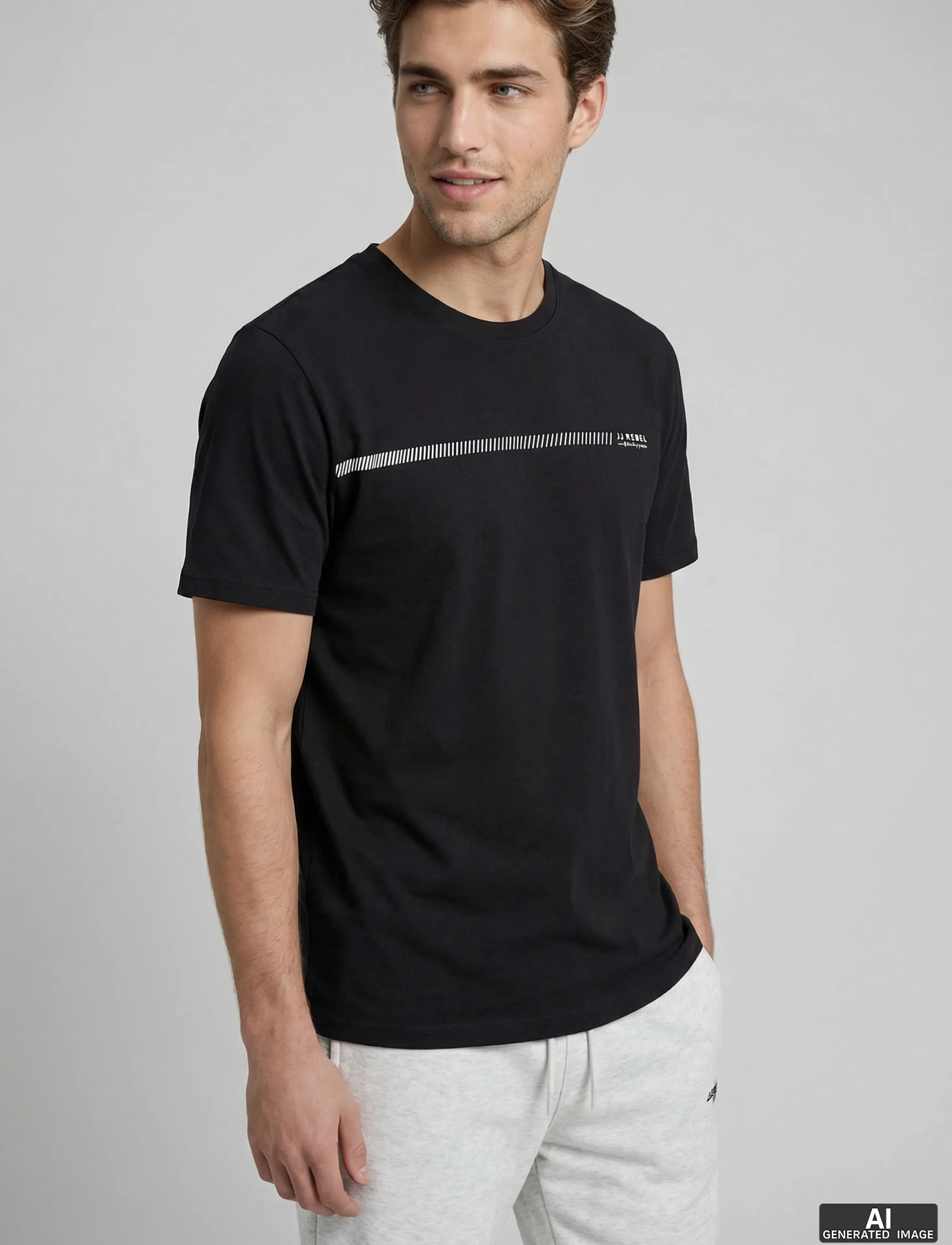 JJ REBEL - JREBJEREMY SS TEE CREW NECK - GLO - black - 5