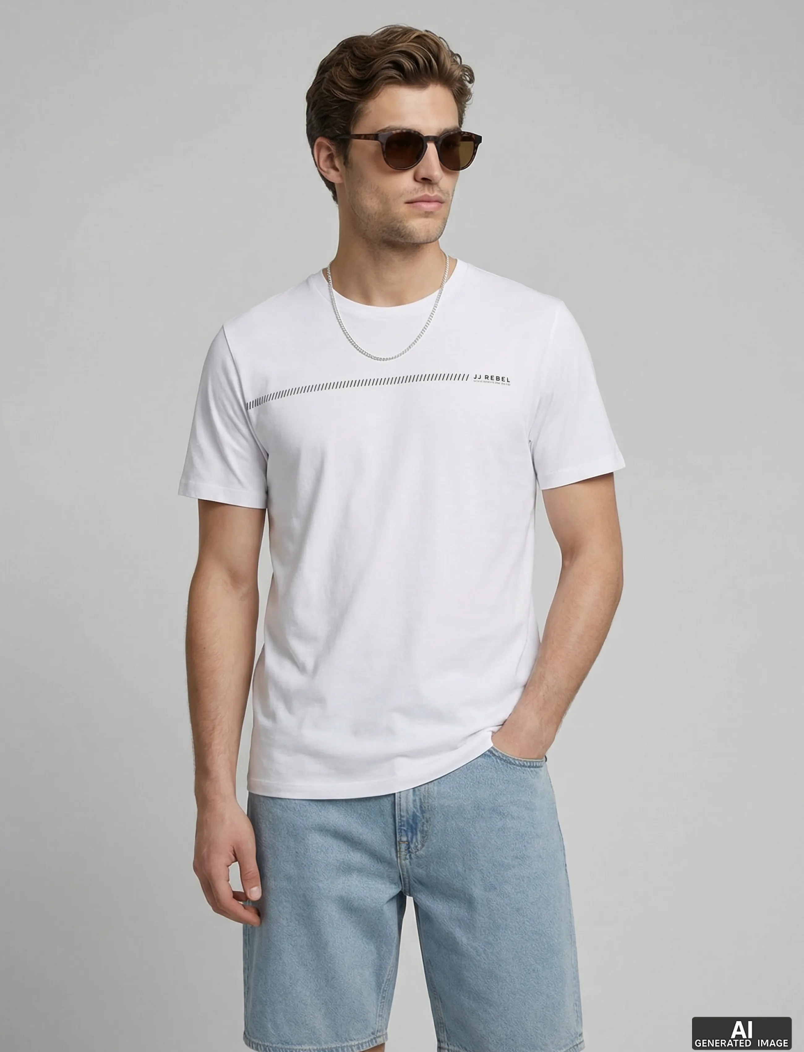 JJ REBEL JREBJEREMY SS TEE CREW NECK - GLO - Clothing - WHITE / white