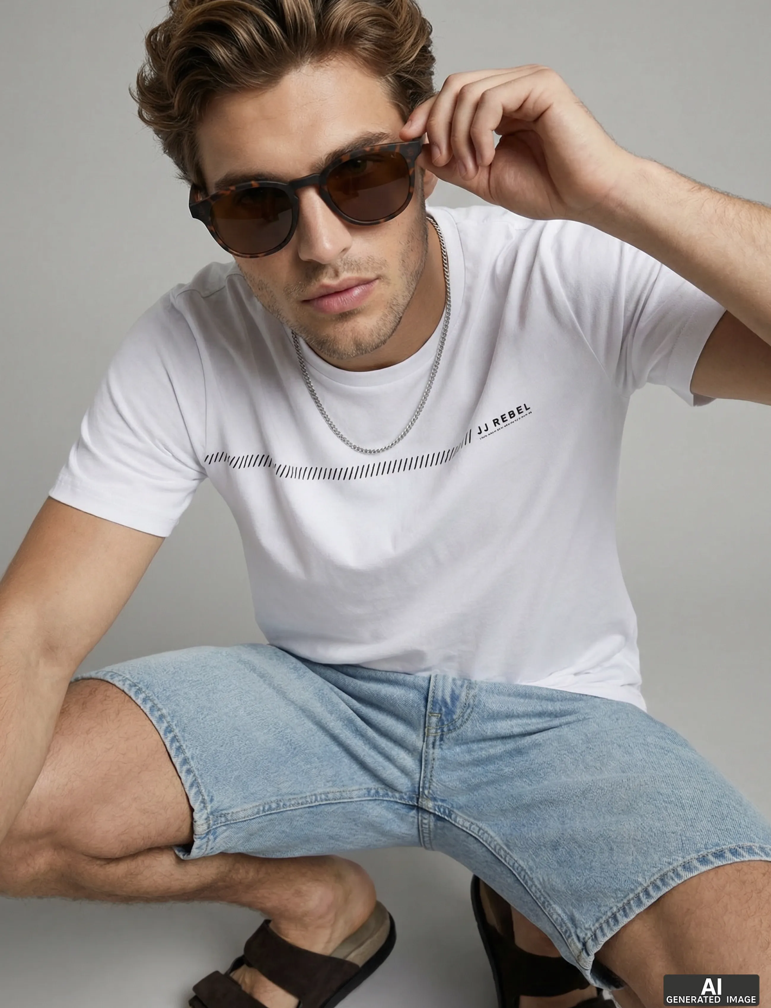 JJ REBEL - JREBJEREMY SS TEE CREW NECK - GLO - white - 5