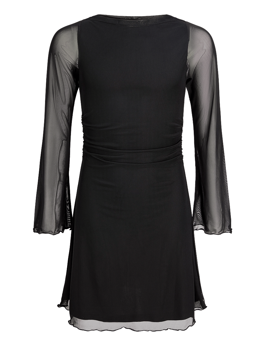 JJXX Kids - JXMINNA MESH LS DRESS WVN SN GRL - pikkade varrukatega vabaajakleidid - black - 1