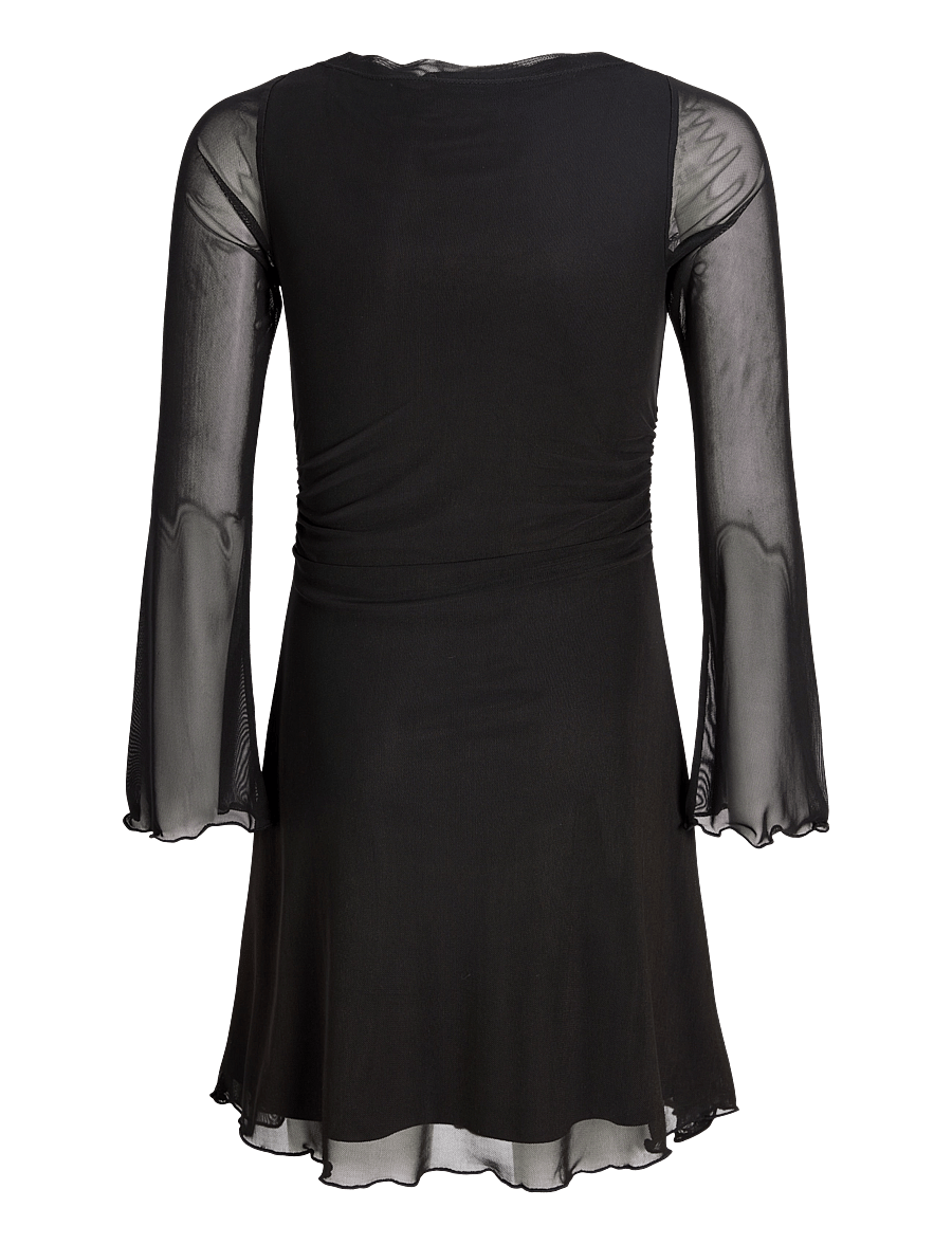 JJXX Kids - JXMINNA MESH LS DRESS WVN SN GRL - pikkade varrukatega vabaajakleidid - black - 2