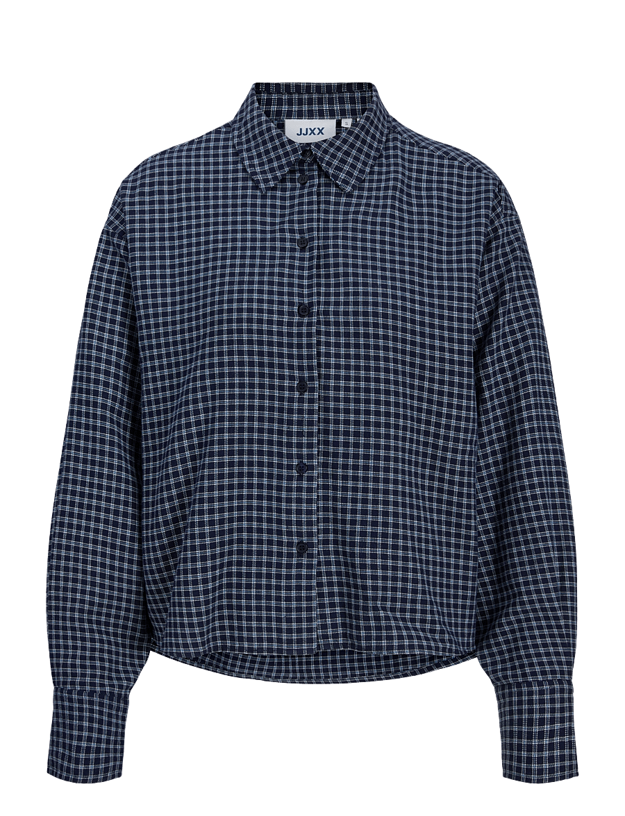 JJXX Kids - JXJAMIE CHECK FLANNEL LS SHORT WVN GRL - pikkade varrukatega särgid - night sky - 0