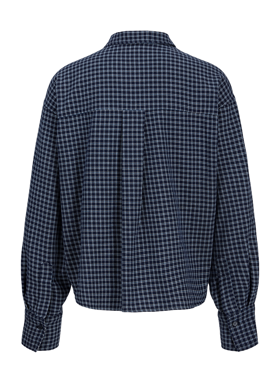 JJXX Kids - JXJAMIE CHECK FLANNEL LS SHORT WVN GRL - pikkade varrukatega särgid - night sky - 1