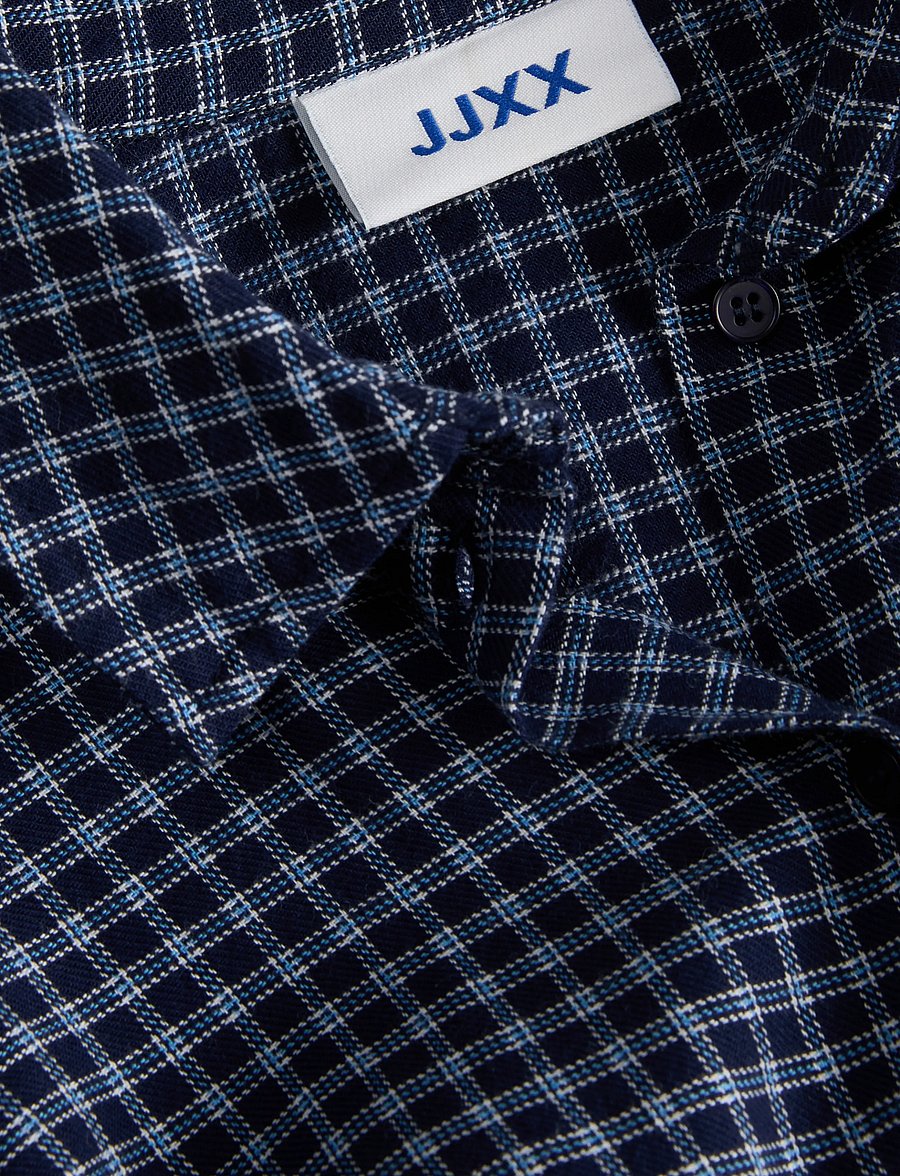 JJXX Kids - JXJAMIE CHECK FLANNEL LS SHORT WVN GRL - pikkade varrukatega särgid - night sky - 2