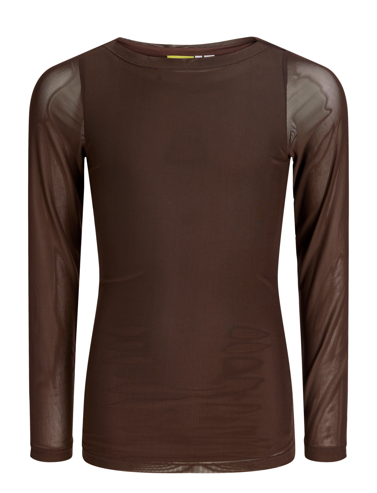 JJXX Kids JXMINNA MESH LS BOATNECK TOP WVN SN GRL - Tagasi kooli - DEMITASSE / brown