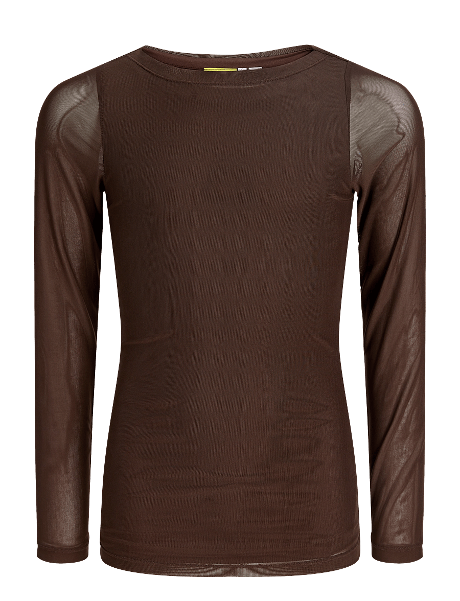 JJXX Kids - JXMINNA MESH LS BOATNECK TOP WVN SN GRL - pikkade varrukatega t-särgid - demitasse - 1