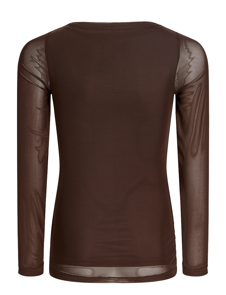 JJXX Kids - JXMINNA MESH LS BOATNECK TOP WVN SN GRL - pikkade varrukatega t-särgid - demitasse - 2