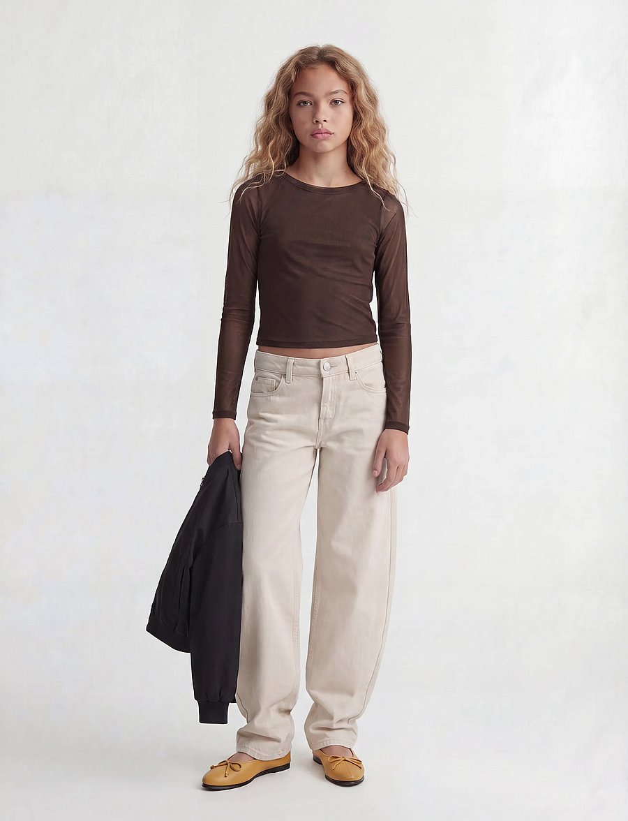 JJXX Kids - JXMINNA MESH LS BOATNECK TOP WVN SN GRL - pikkade varrukatega t-särgid - demitasse - 4