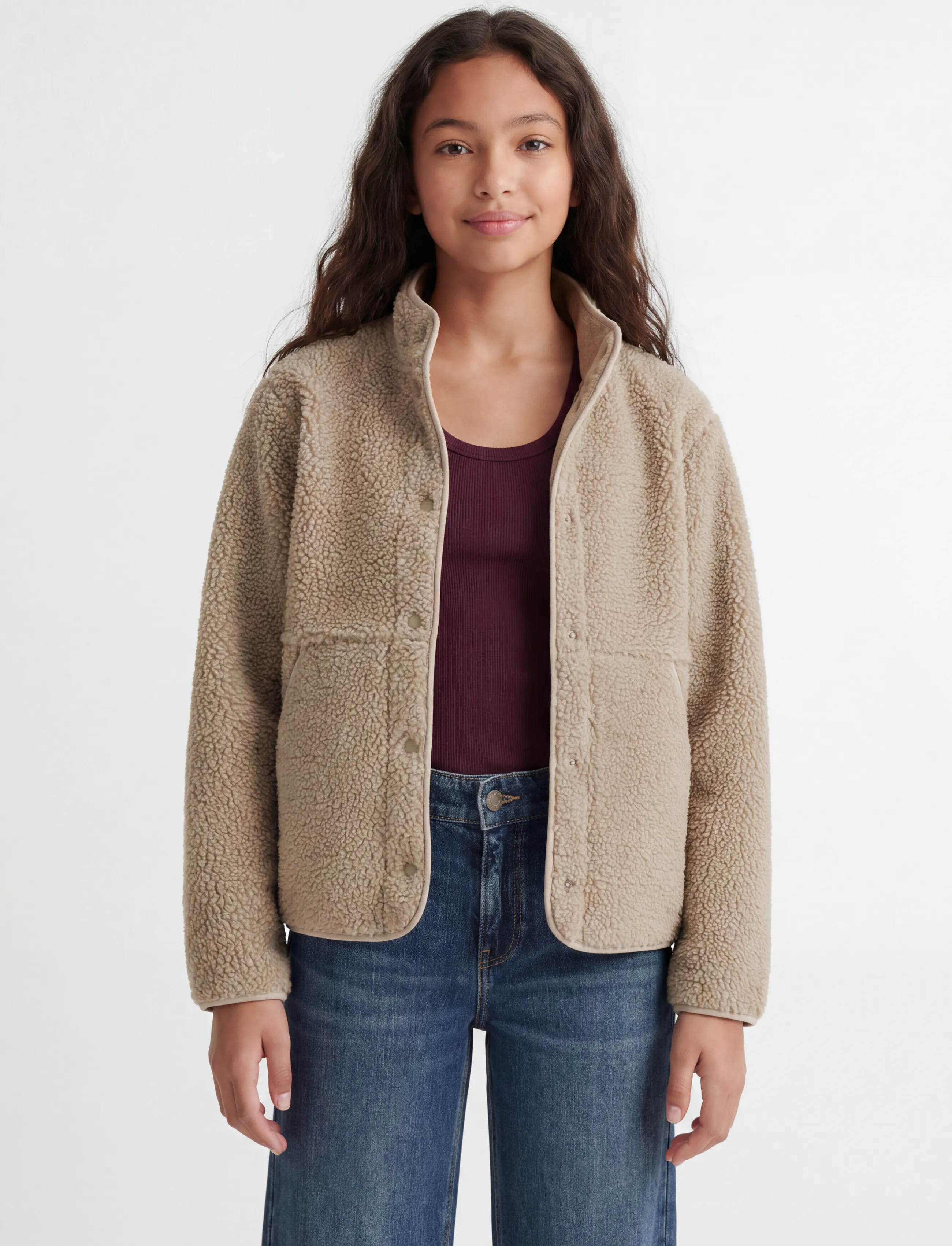 JJXX Kids Jxvera Teddy Jacket Otw Grl Sn, Børn, Teddyjakke, Beige, Str: 152