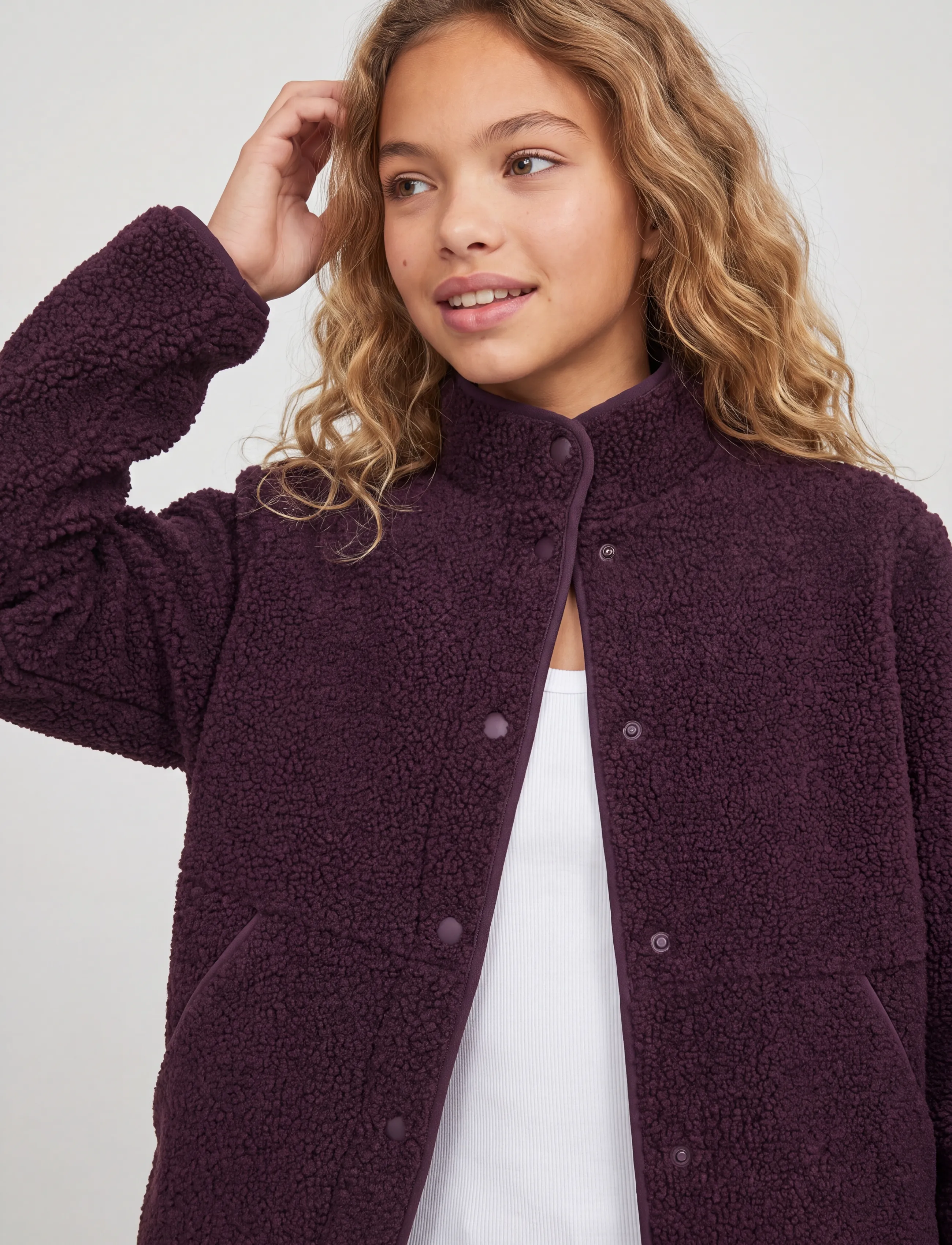 JJXX Kids - JXVERA TEDDY JACKET OTW GRL SN - fleece jackets - winetasting - 5