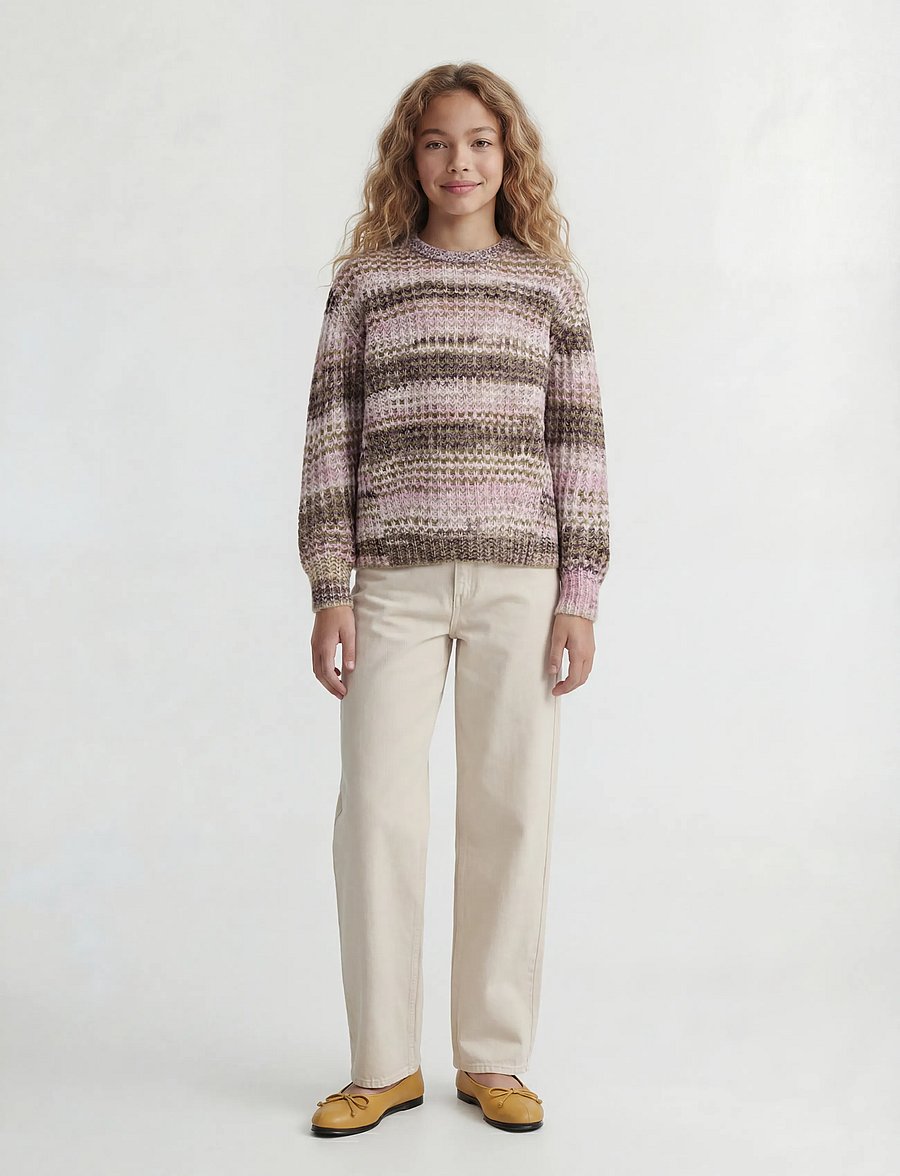 JJXX Kids - JXSIMONE SPACE DYE CREW NECK KNIT GRL - džemprid - green moss - 4