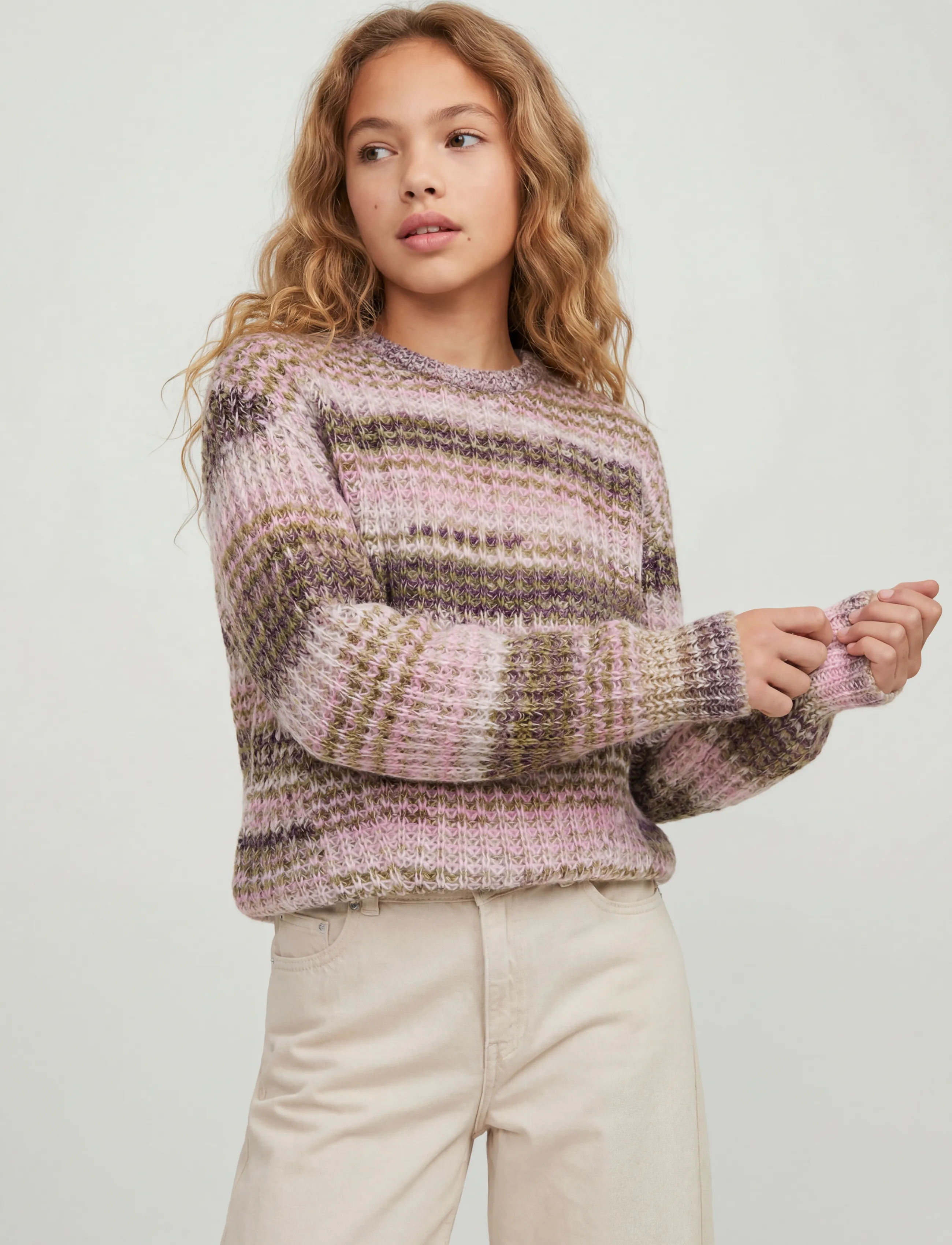JJXX Kids - JXSIMONE SPACE DYE CREW NECK KNIT GRL - džemprid - green moss - 5