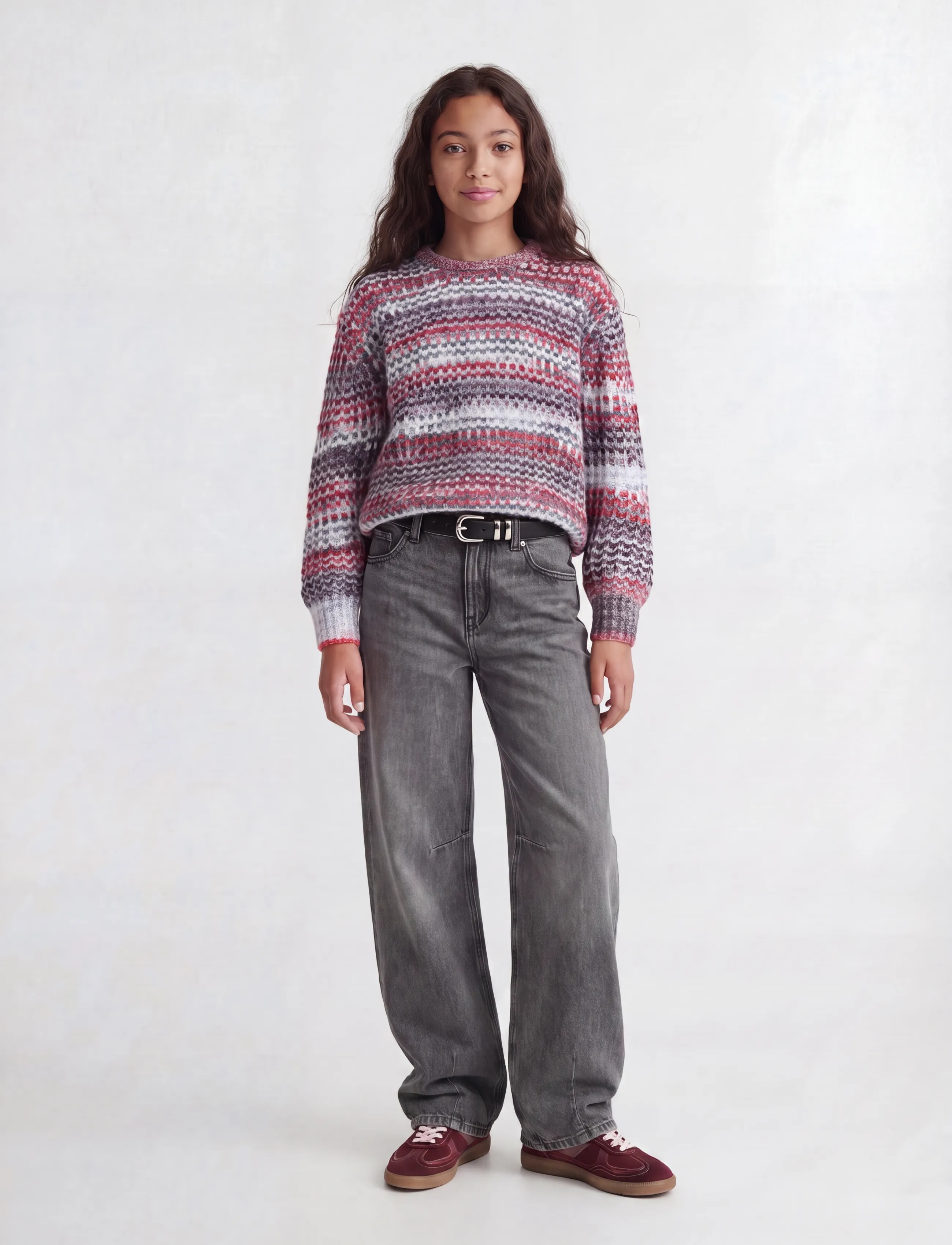 JJXX Kids - JXSIMONE SPACE DYE CREW NECK KNIT GRL - trøjer - winetasting - 4