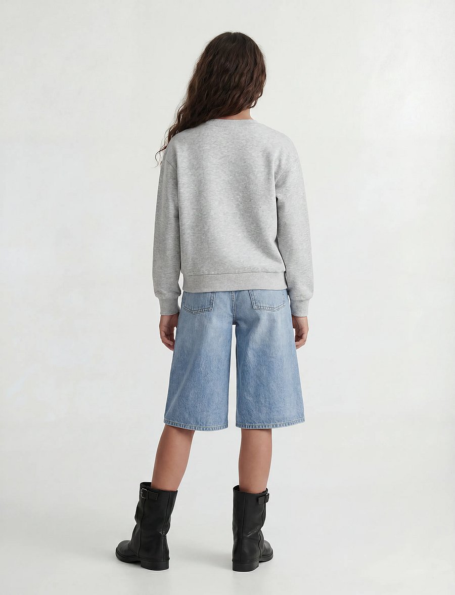 JJXX Kids - JXMERLE SHORT LS CREW SWT LN NOOS GRL - sweatshirts - light grey melange - 3